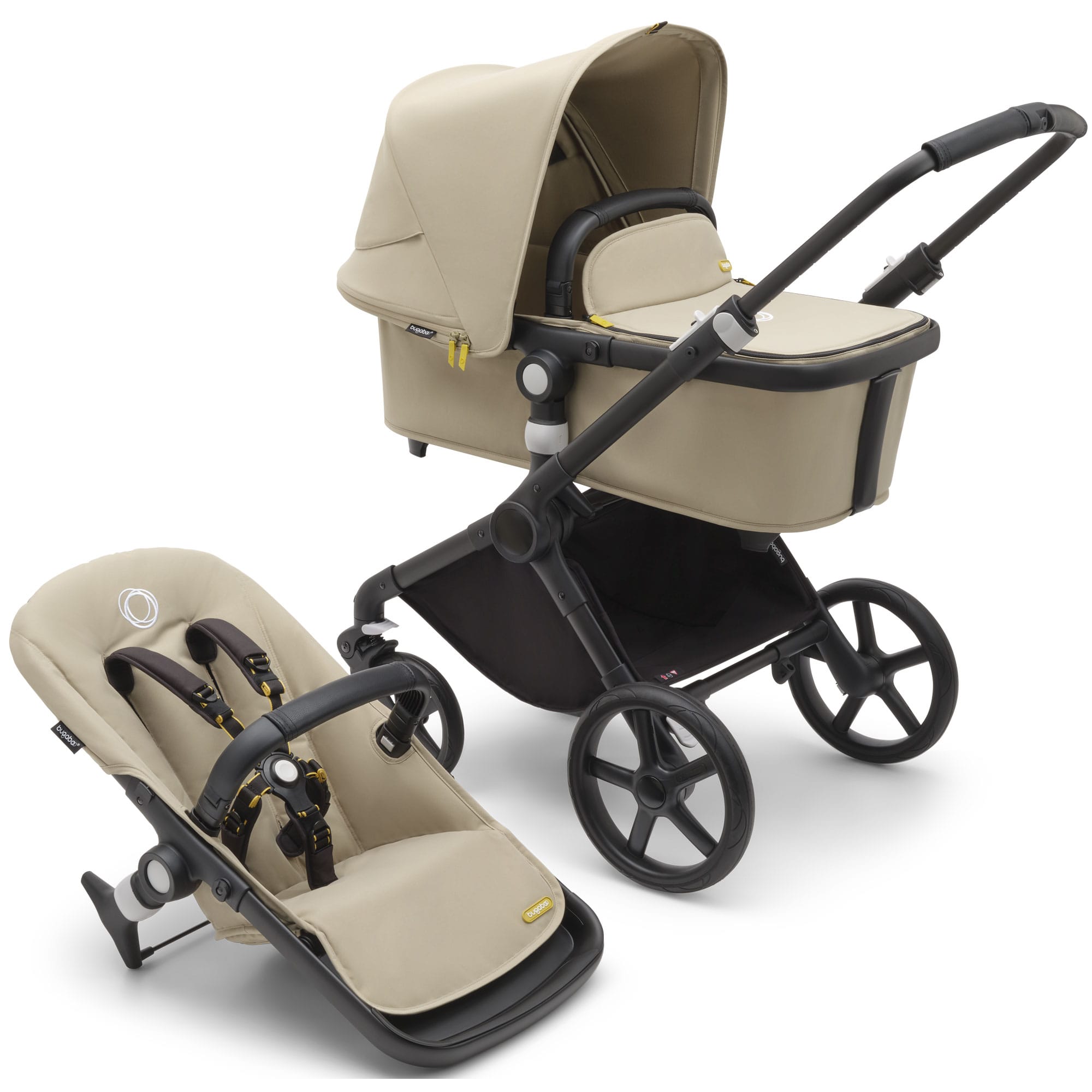 Bugaboo Fox Cub Ultimate Newborn Bundle in Black/Desert Beige Travel Systems