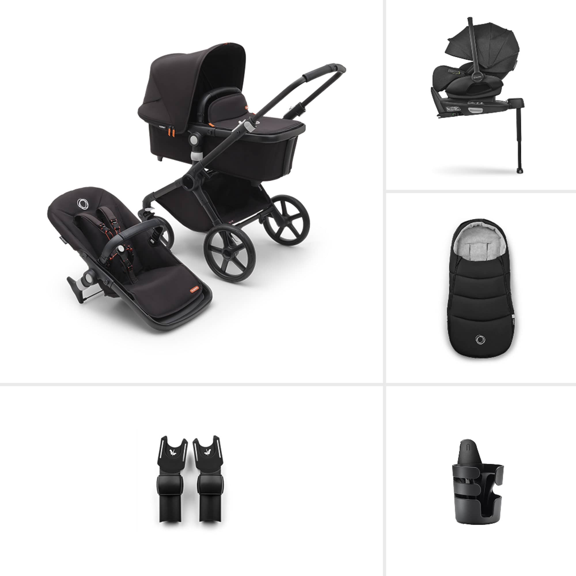 Bugaboo Fox Cub Ultimate Newborn Bundle in Black/Midnight Black Travel Systems 20355-FXCB-ULT-2 8717447435648
