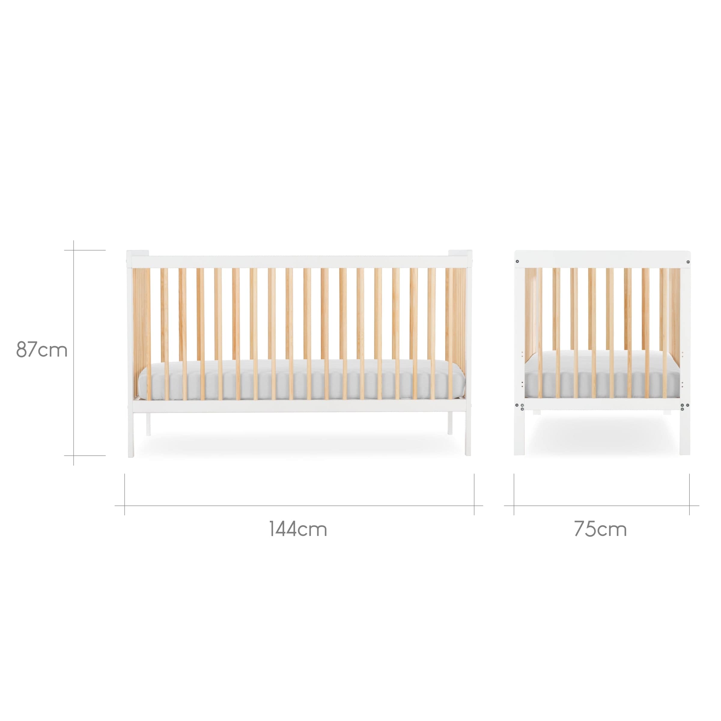 CuddleCo Nola Cot Bed in White & Natural Cot Beds