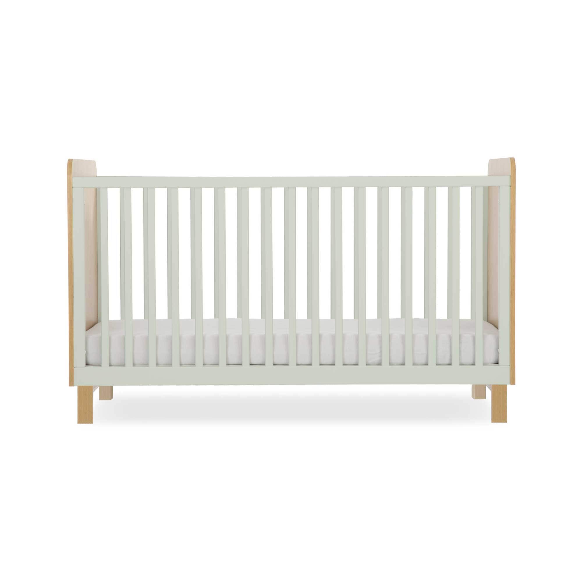 CuddleCo Remi Cot Bed in Oak/Green Cot Beds