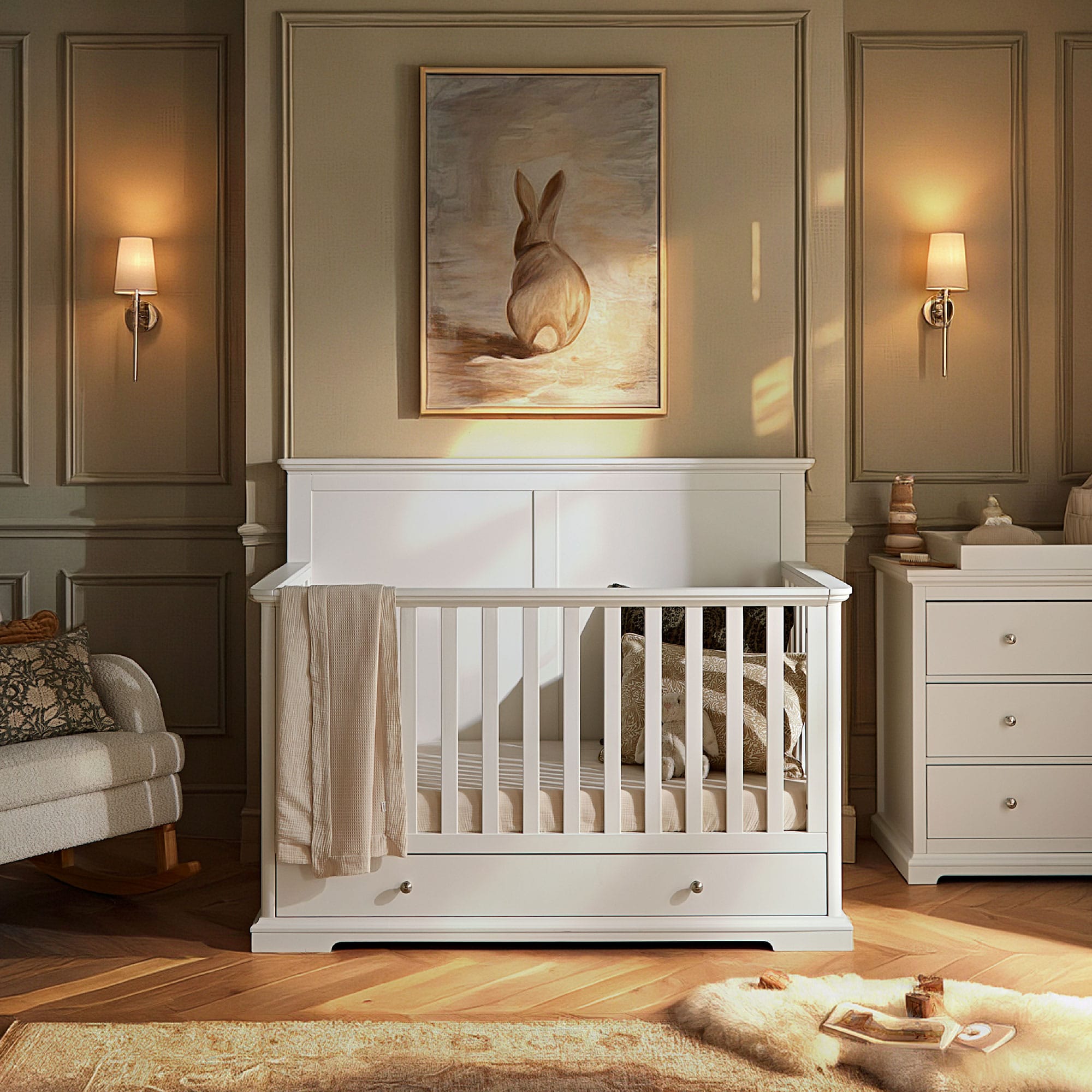 CuddleCo Beaumont Grande Cotbed in White Cribs