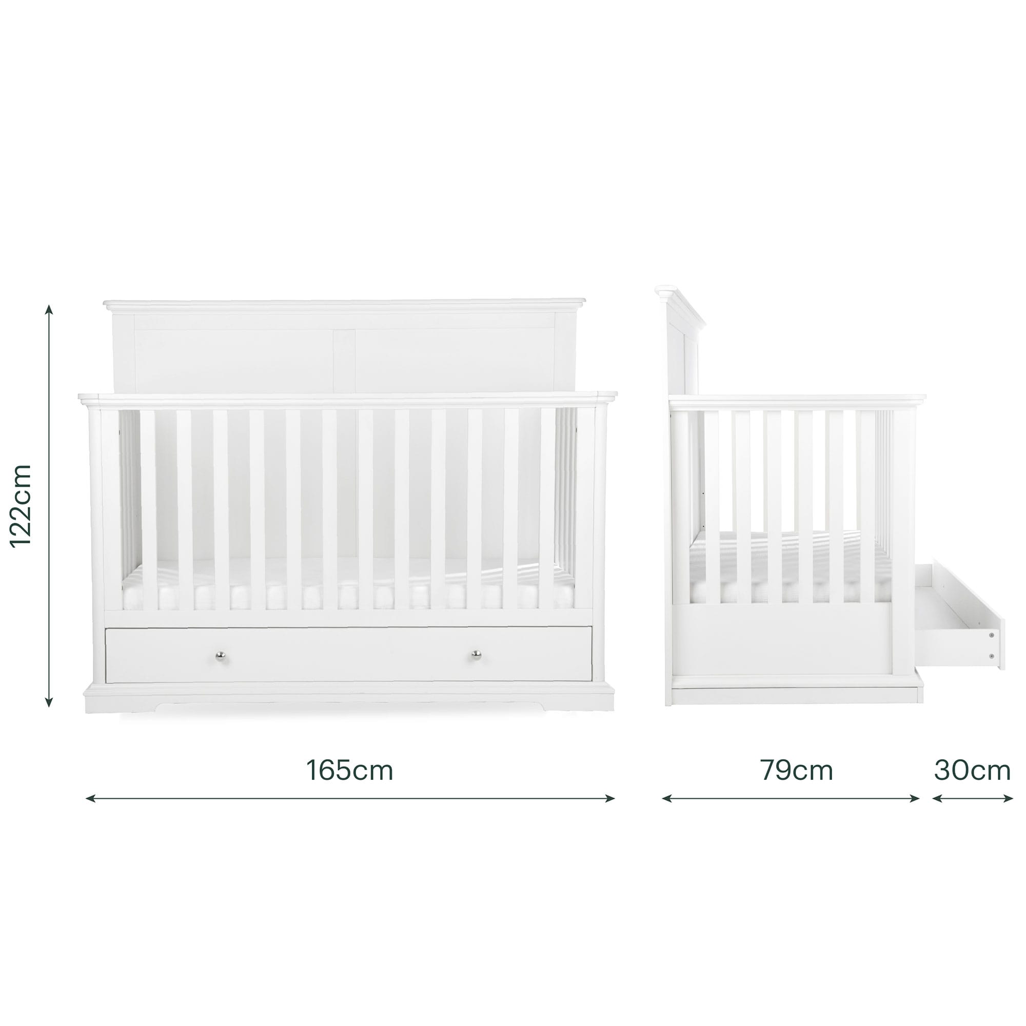 CuddleCo Beaumont Grande Cotbed in White Cribs