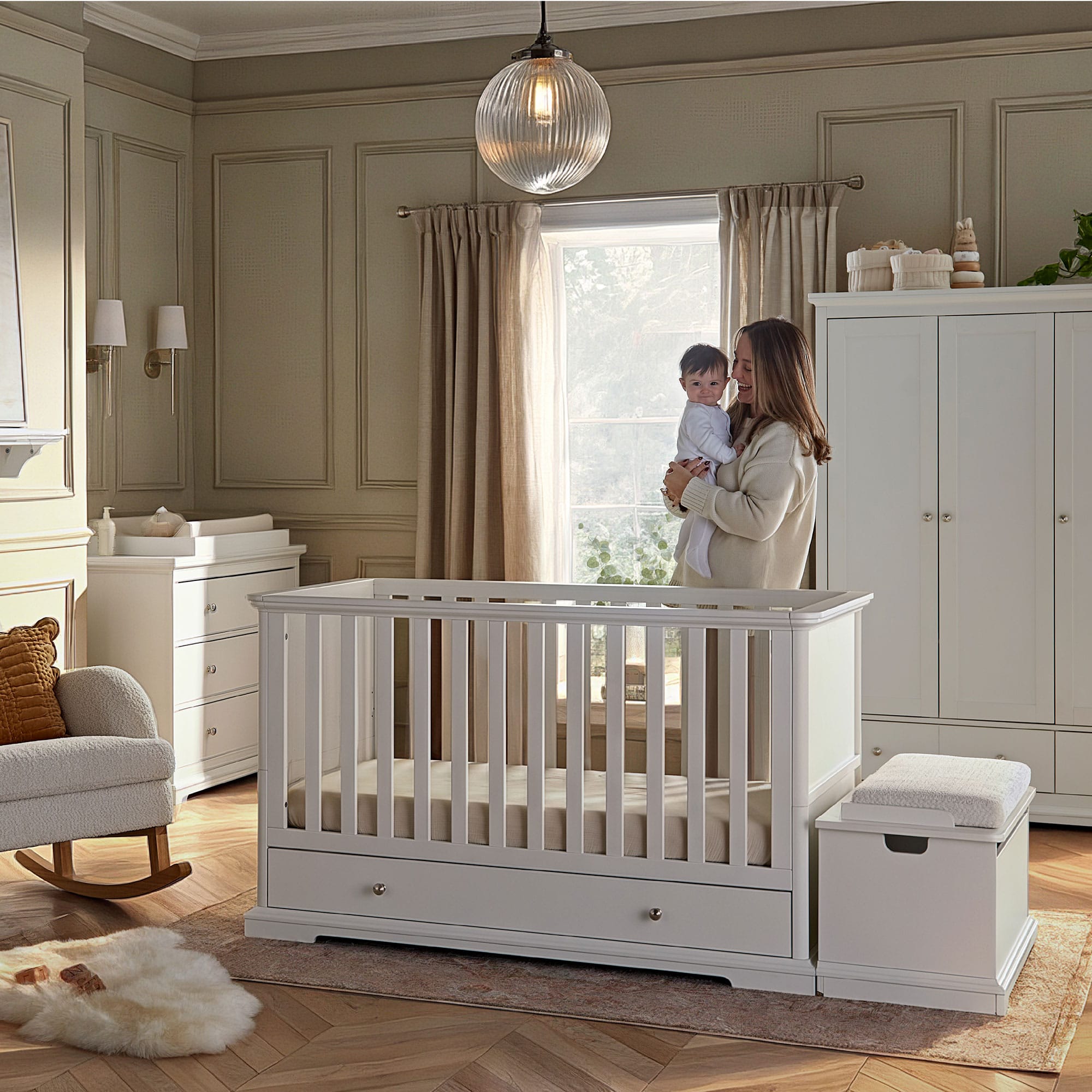 CuddleCo Beaumont Low Cotbed in White Cribs