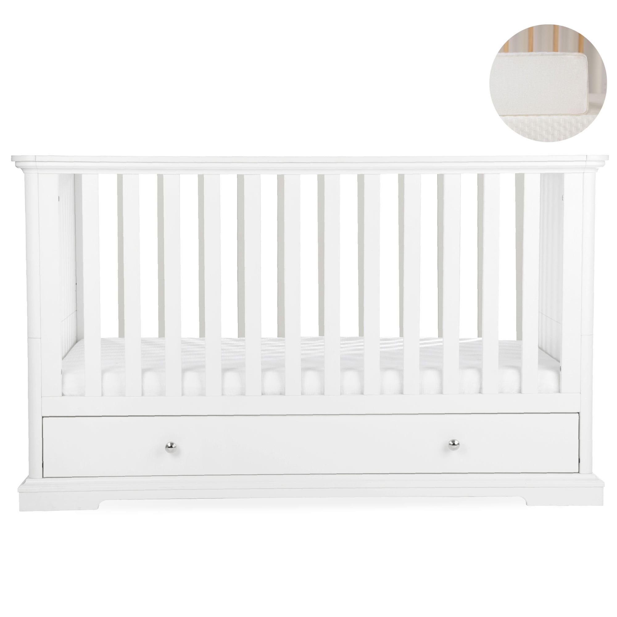 CuddleCo Beaumont Low Cotbed in White Cribs FRN/CUD/154985/FM 5060971154985