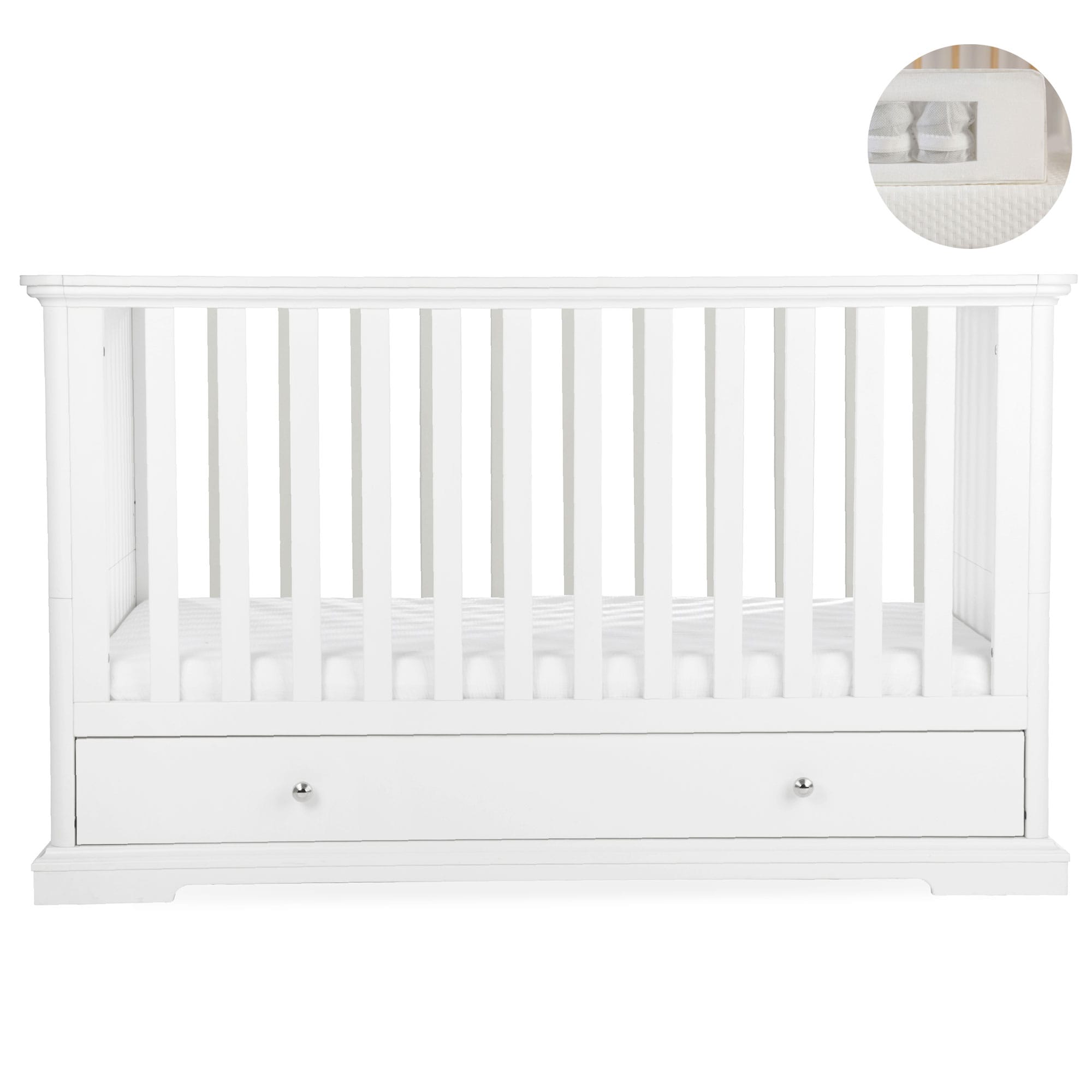 CuddleCo Beaumont Low Cotbed in White Cribs FRN/CUD/154985/PS 5060971154985