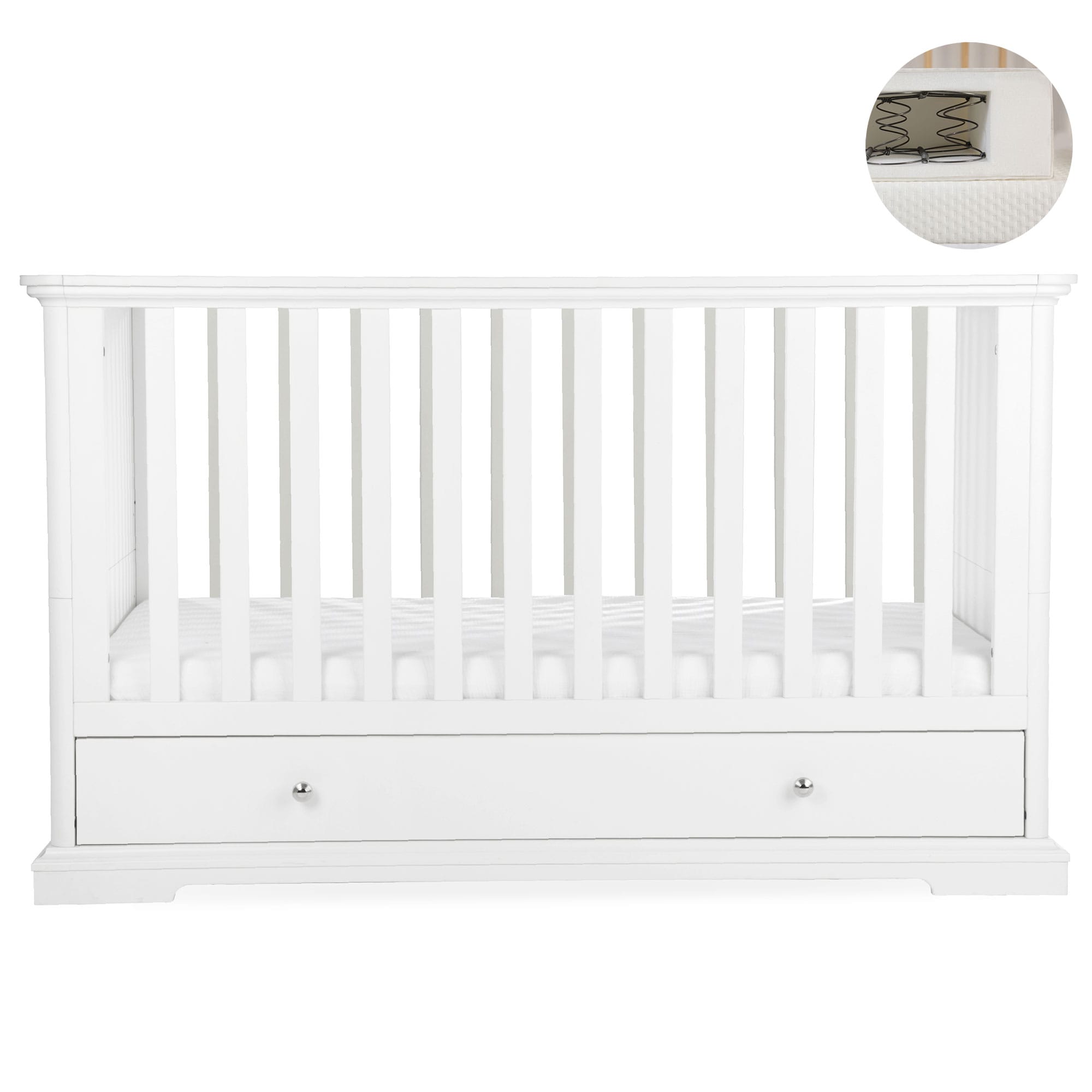 CuddleCo Beaumont Low Cotbed in White Cribs FRN/CUD/154985/SM 5060971154985