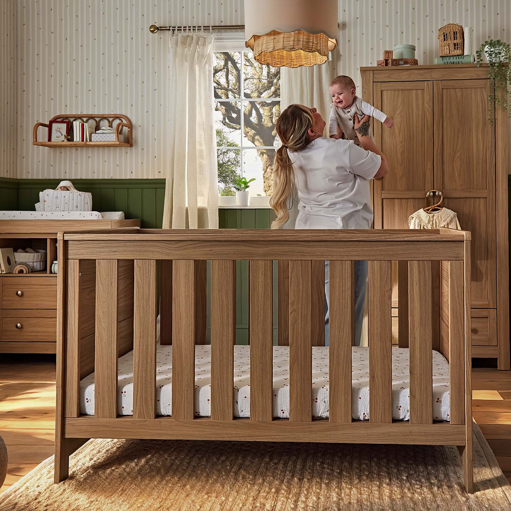 CuddleCo Burford Cotbed in Oak Cribs