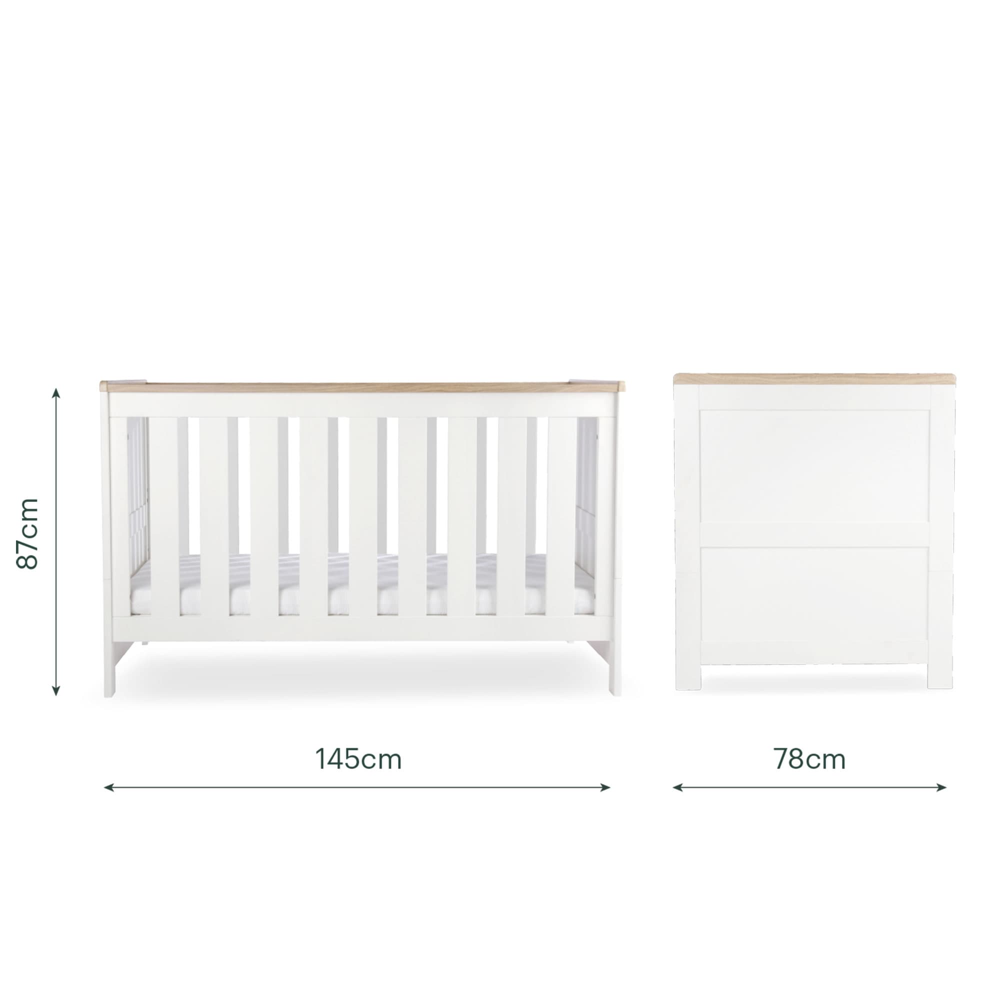 CuddleCo Burford Cotbed in White/Oak Cribs
