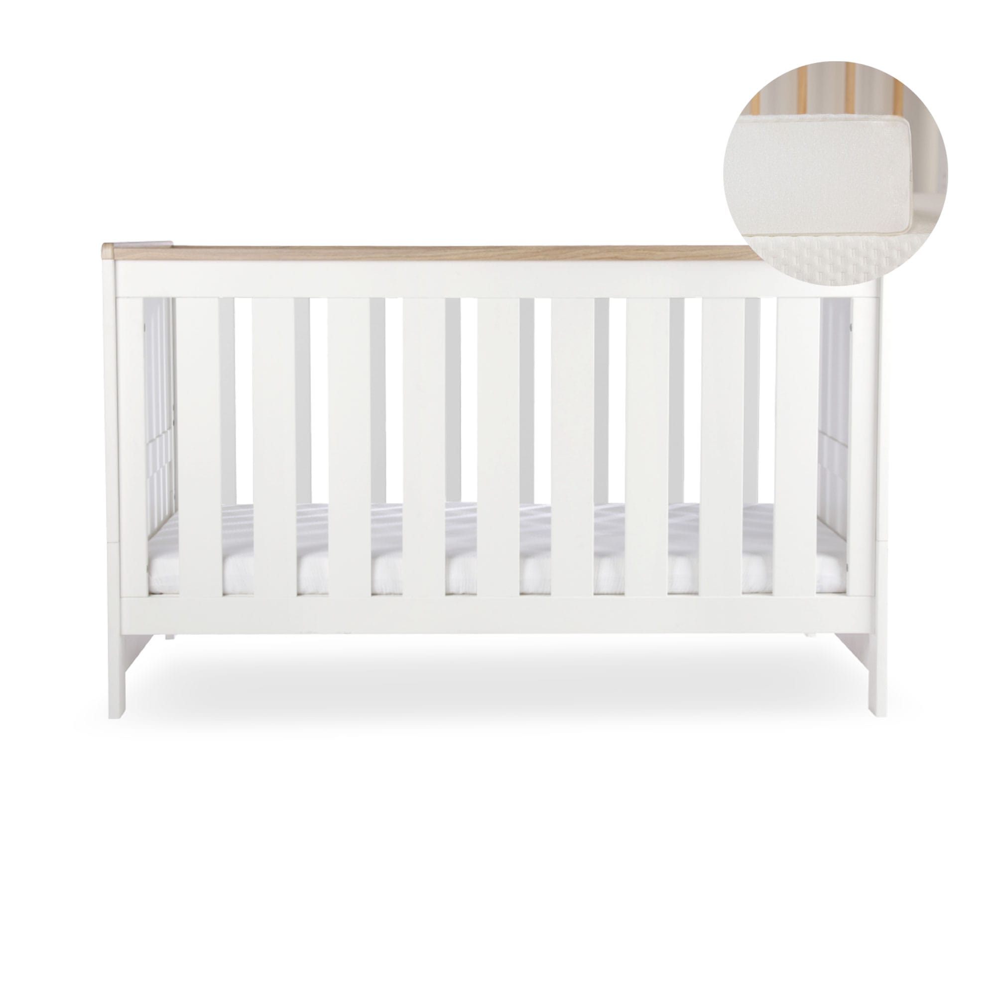 CuddleCo Burford Cotbed in White/Oak Cribs FRN/CUD/155494/FM 5060971155494
