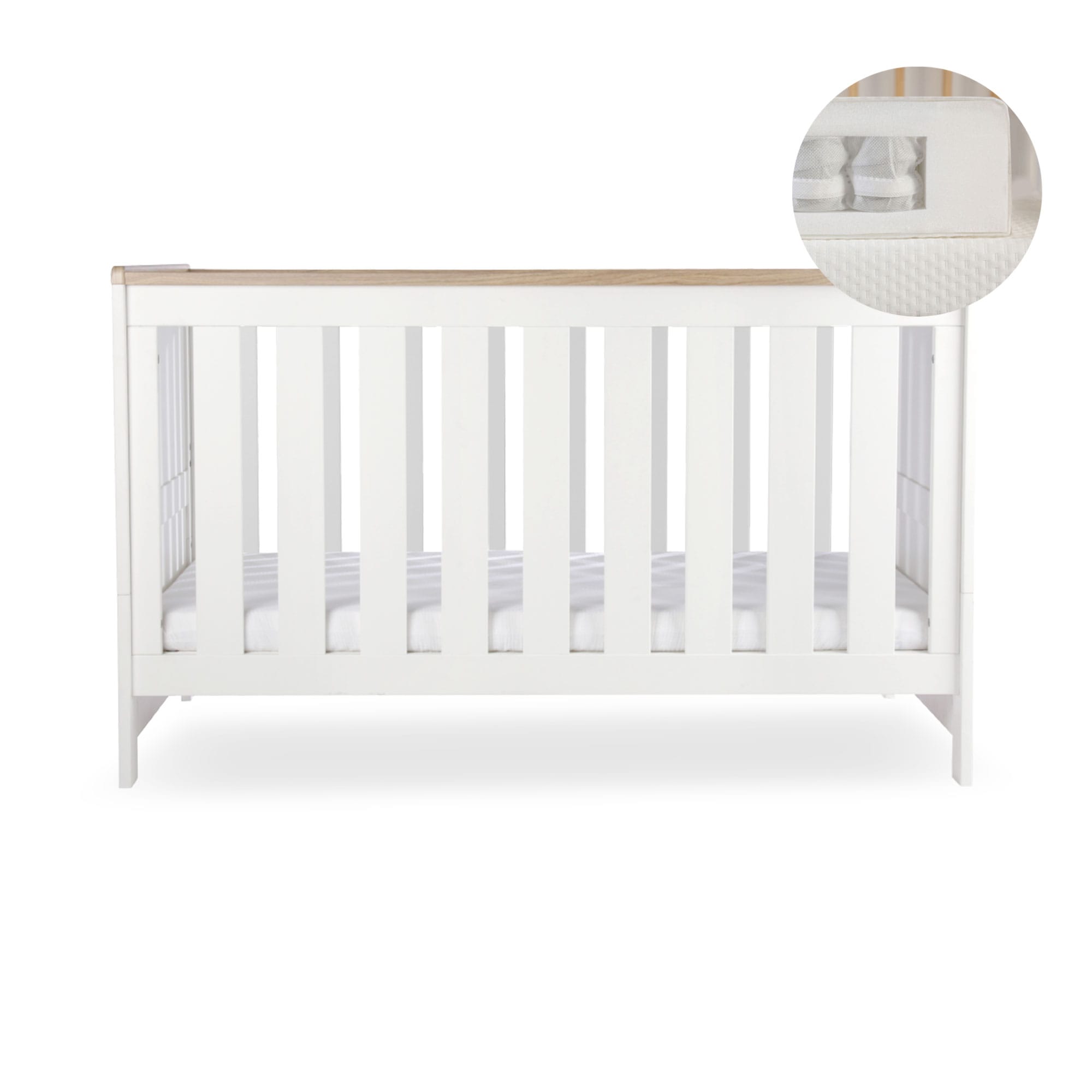 CuddleCo Burford Cotbed in White/Oak Cribs FRN/CUD/155494/PS 5060971155494