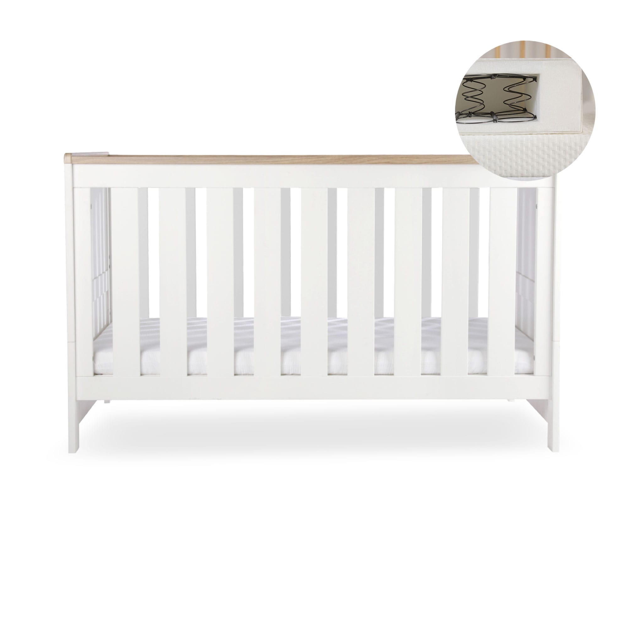 CuddleCo Burford Cotbed in White/Oak Cribs FRN/CUD/155494/SM 5060971155494