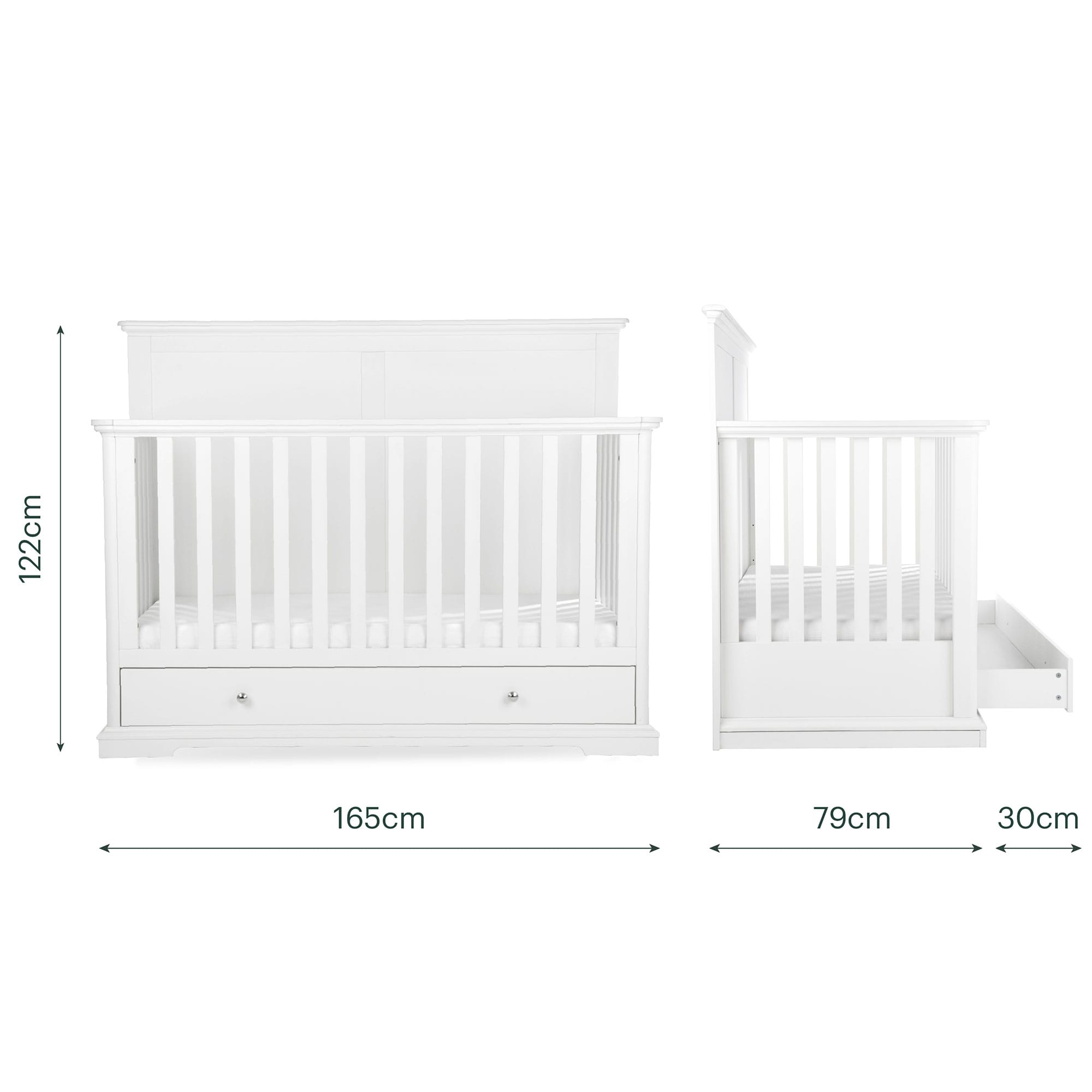 CuddleCo Beaumont 2 Piece Nursery Room Set with Grande Cotbed in White Nursery Room Sets