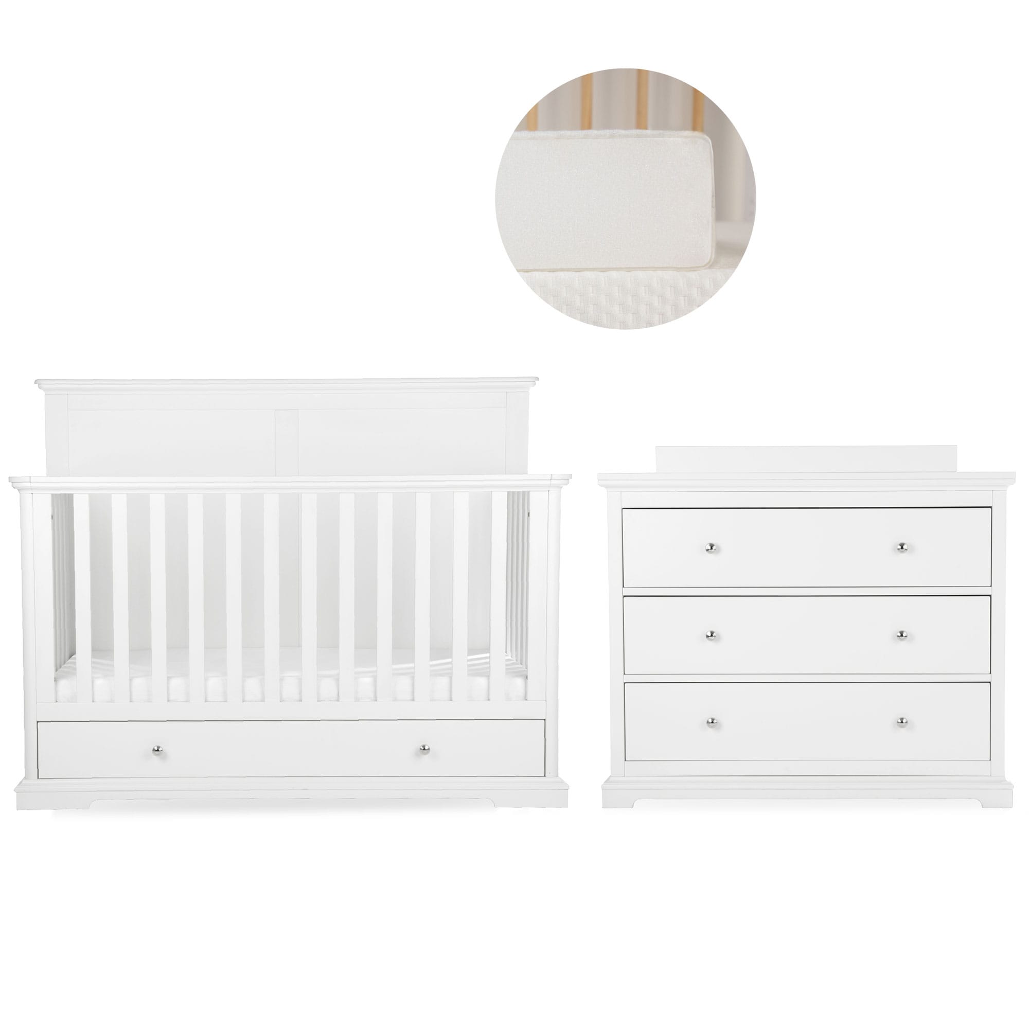 CuddleCo Beaumont 2 Piece Nursery Room Set with Grande Cotbed in White Nursery Room Sets FRN/CUD/155197/FM 5060971155197