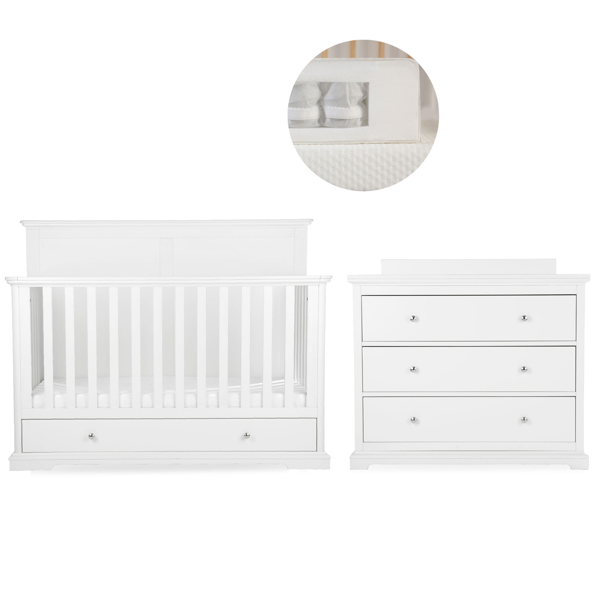 CuddleCo Beaumont 2 Piece Nursery Room Set with Grande Cotbed in White Nursery Room Sets FRN/CUD/155197/PS 5060971155197