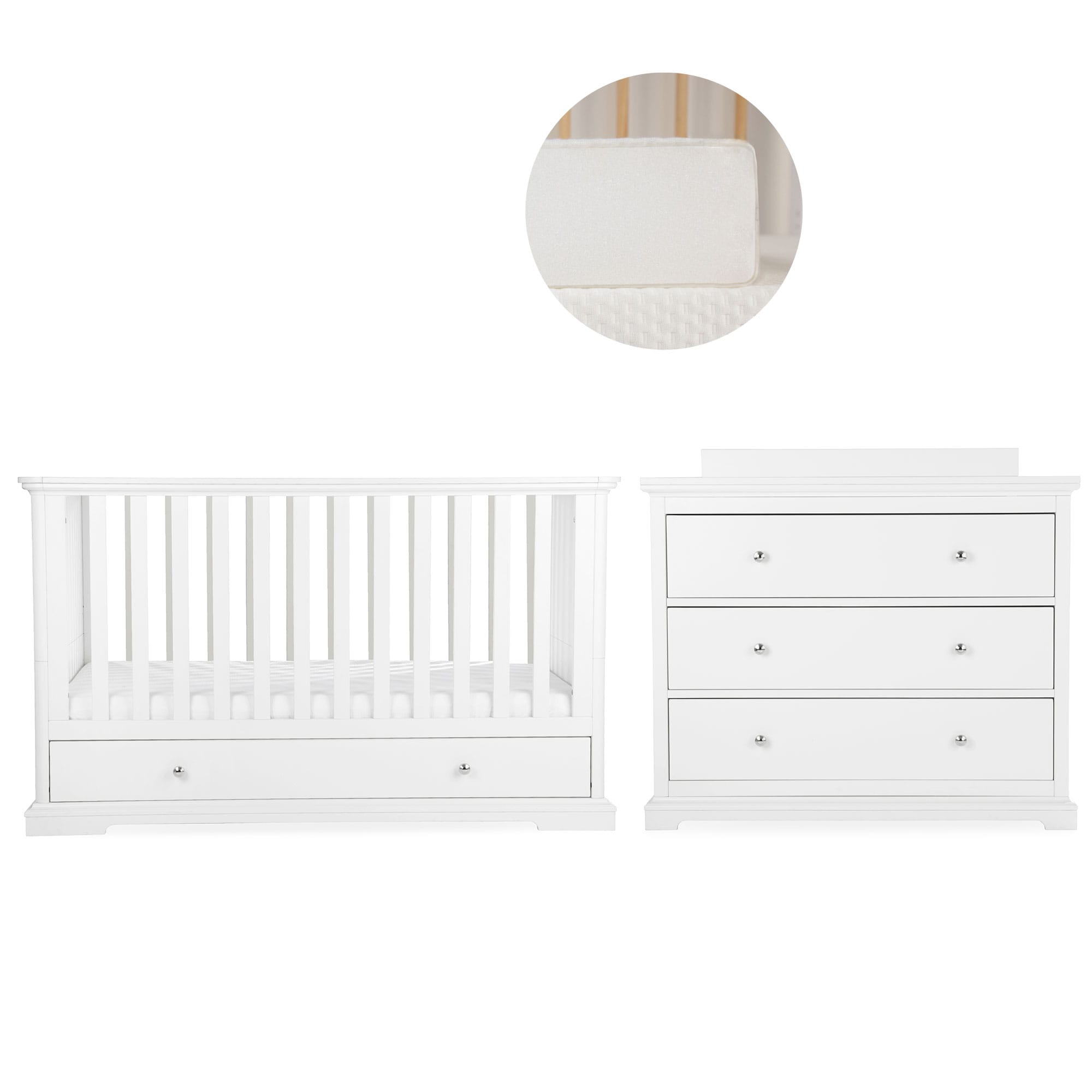 CuddleCo Beaumont 2 Piece Nursery Room Set with Low Cotbed in White Nursery Room Sets FRN/CUD/155173/FM 5060971155173
