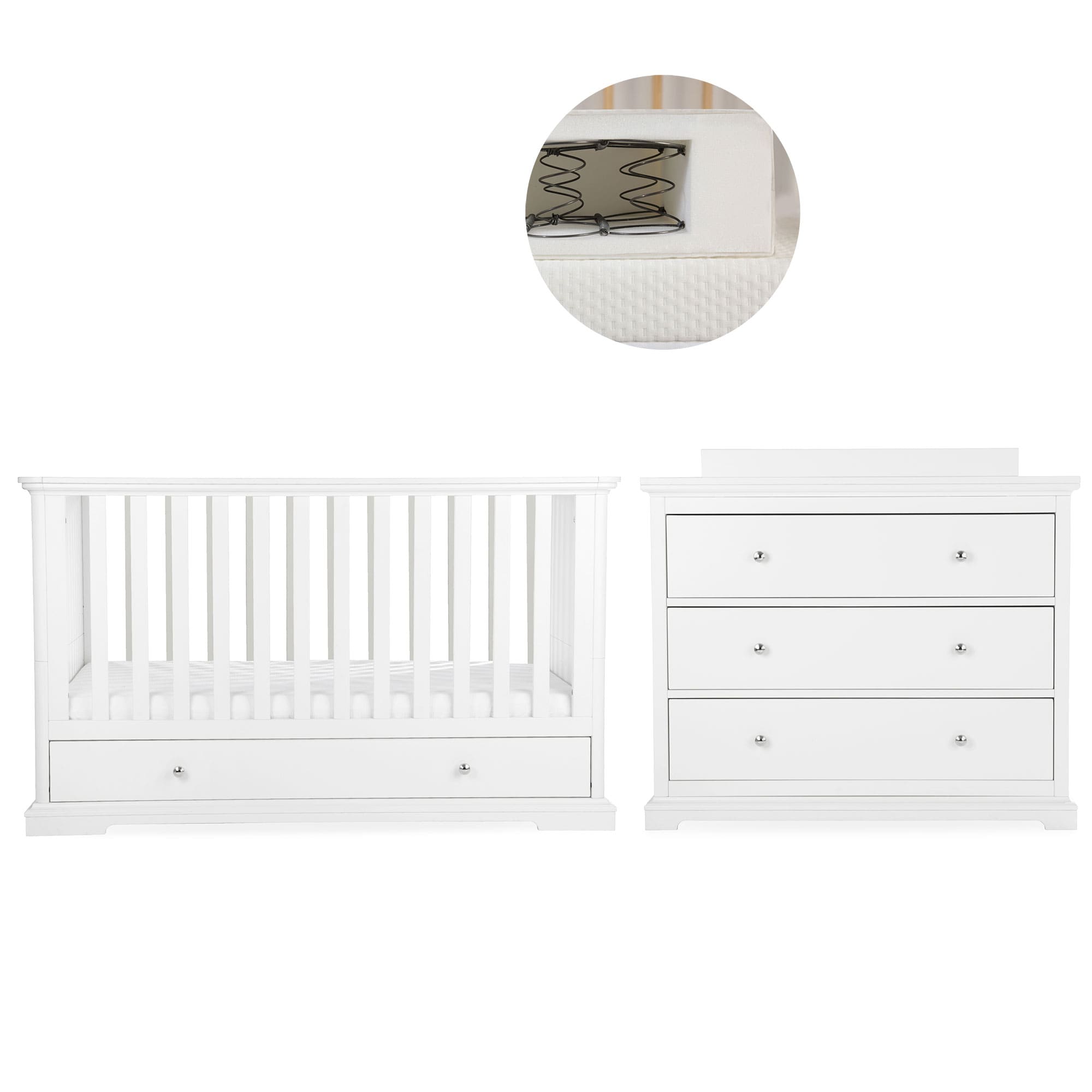 CuddleCo Beaumont 2 Piece Nursery Room Set with Low Cotbed in White Nursery Room Sets FRN/CUD/155173/SM 5060971155173
