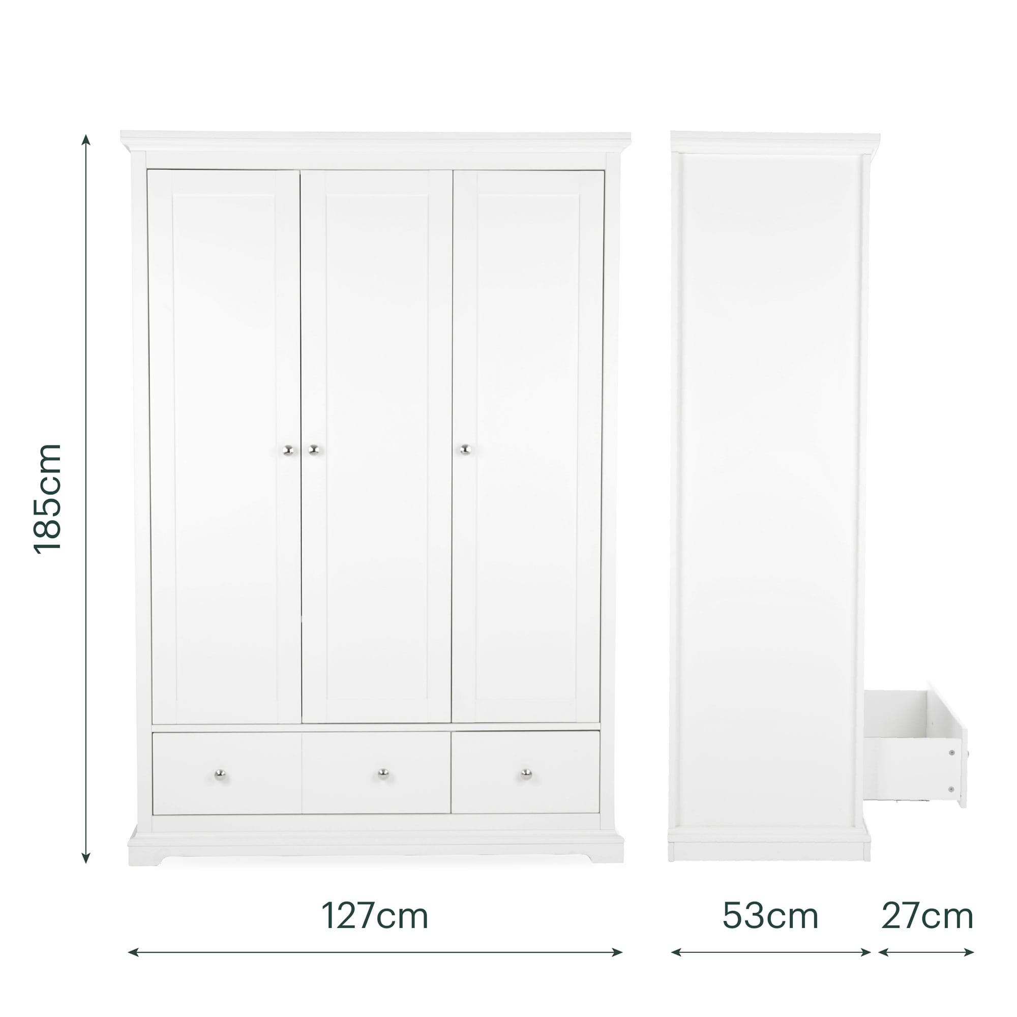 CuddleCo Beaumont 3 Piece Nursery Room Set with Grande Cotbed in White Nursery Room Sets
