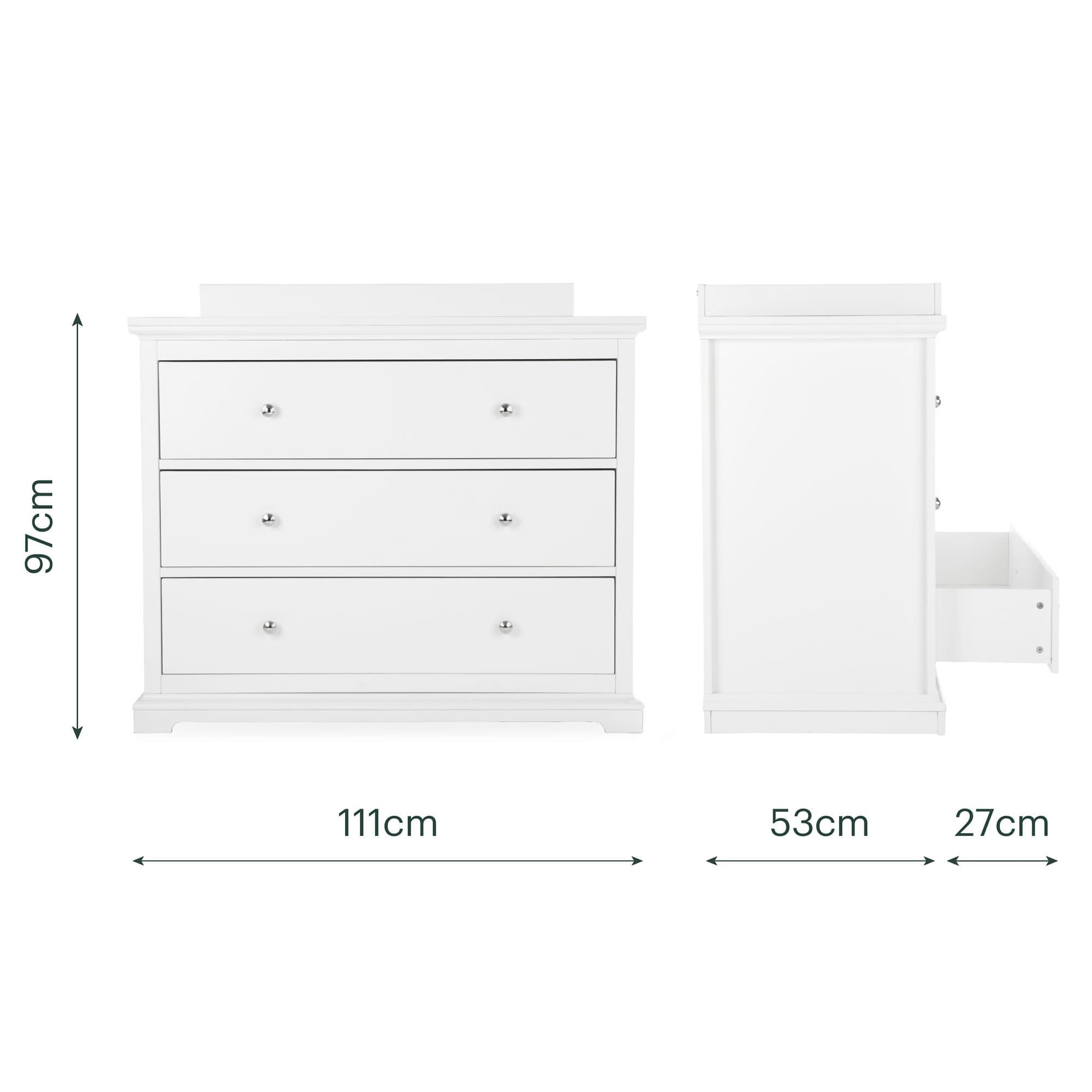 CuddleCo Beaumont 3 Piece Nursery Room Set with Grande Cotbed in White Nursery Room Sets