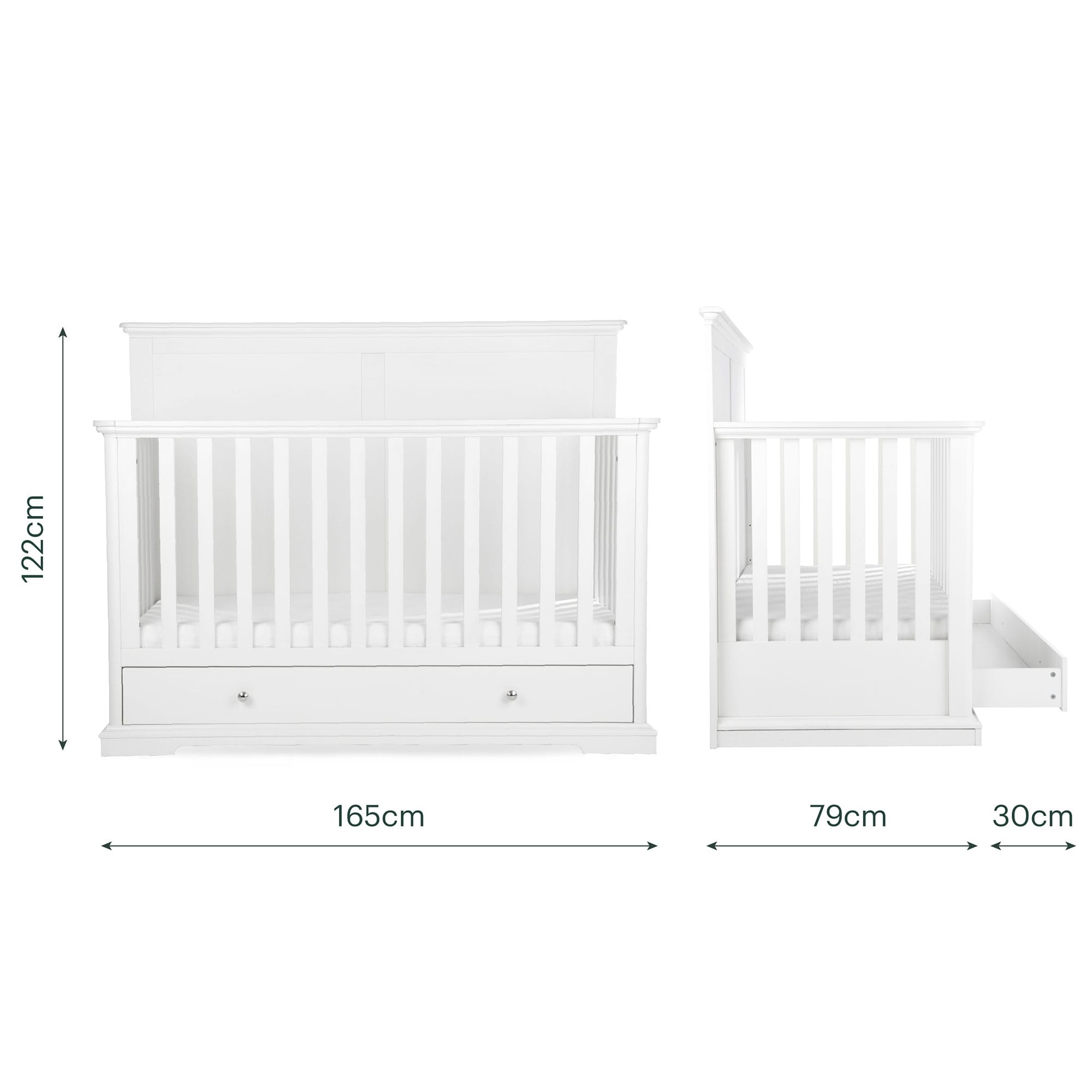 CuddleCo Beaumont 3 Piece Nursery Room Set with Grande Cotbed in White Nursery Room Sets
