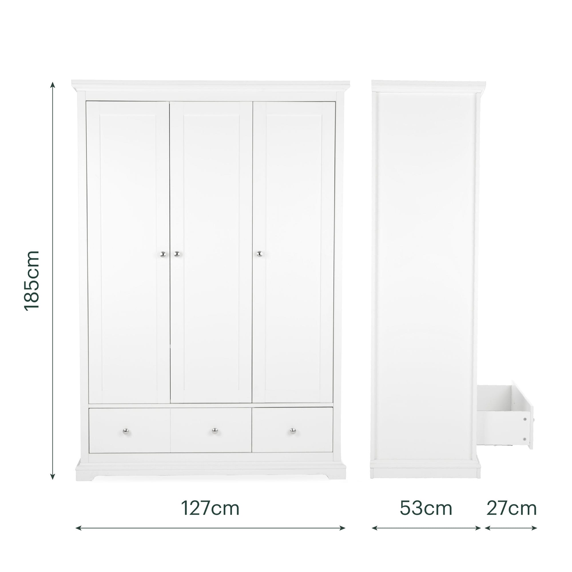 CuddleCo Beaumont 3 Piece Nursery Room Set with Low Cotbed in White Nursery Room Sets