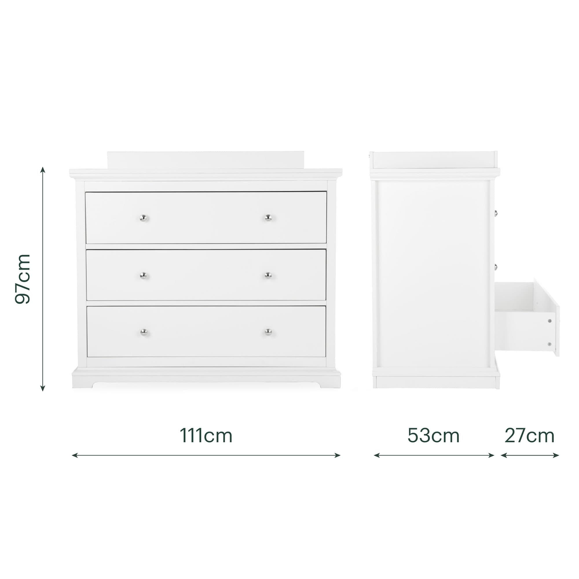 CuddleCo Beaumont 3 Piece Nursery Room Set with Low Cotbed in White Nursery Room Sets