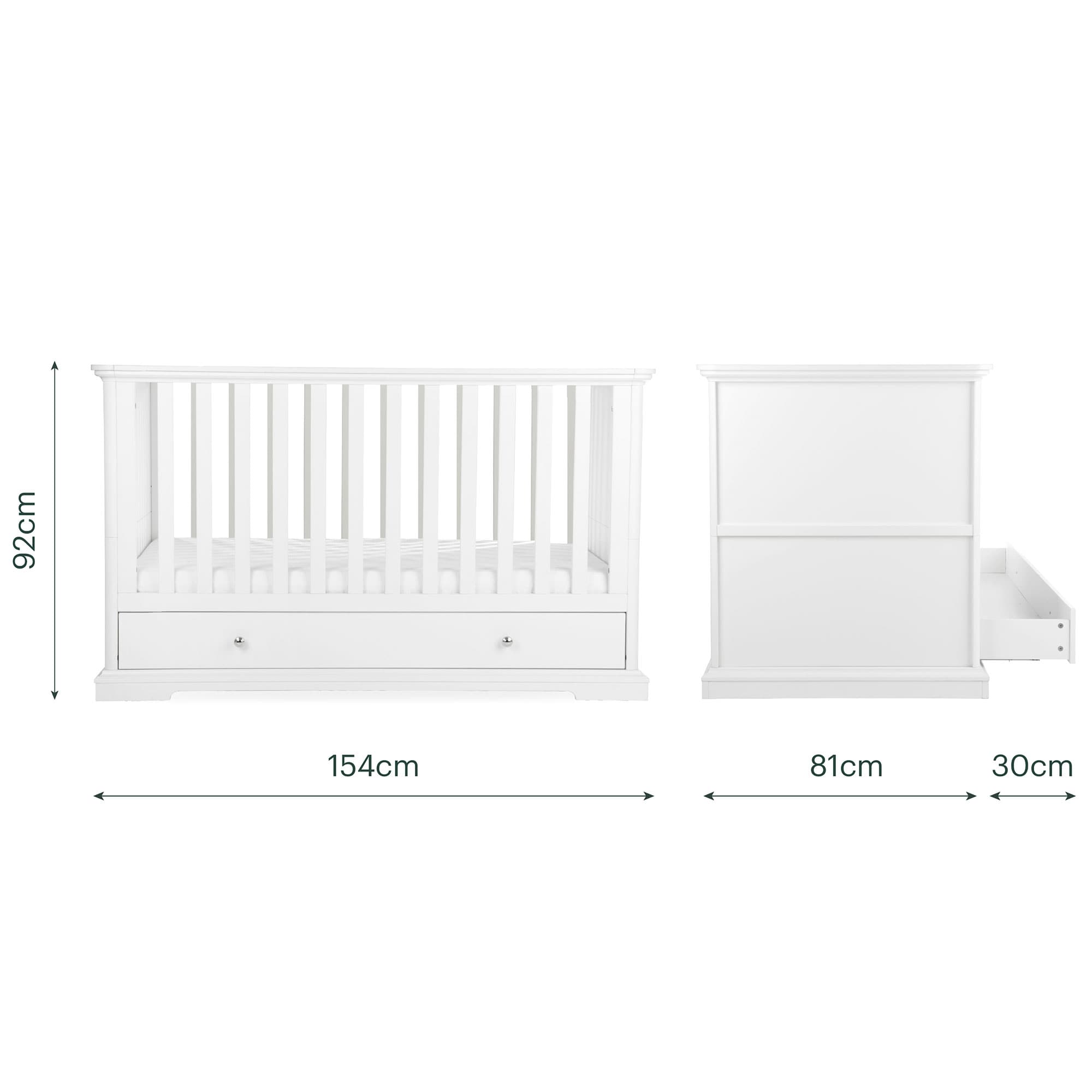 CuddleCo Beaumont 3 Piece Nursery Room Set with Low Cotbed in White Nursery Room Sets