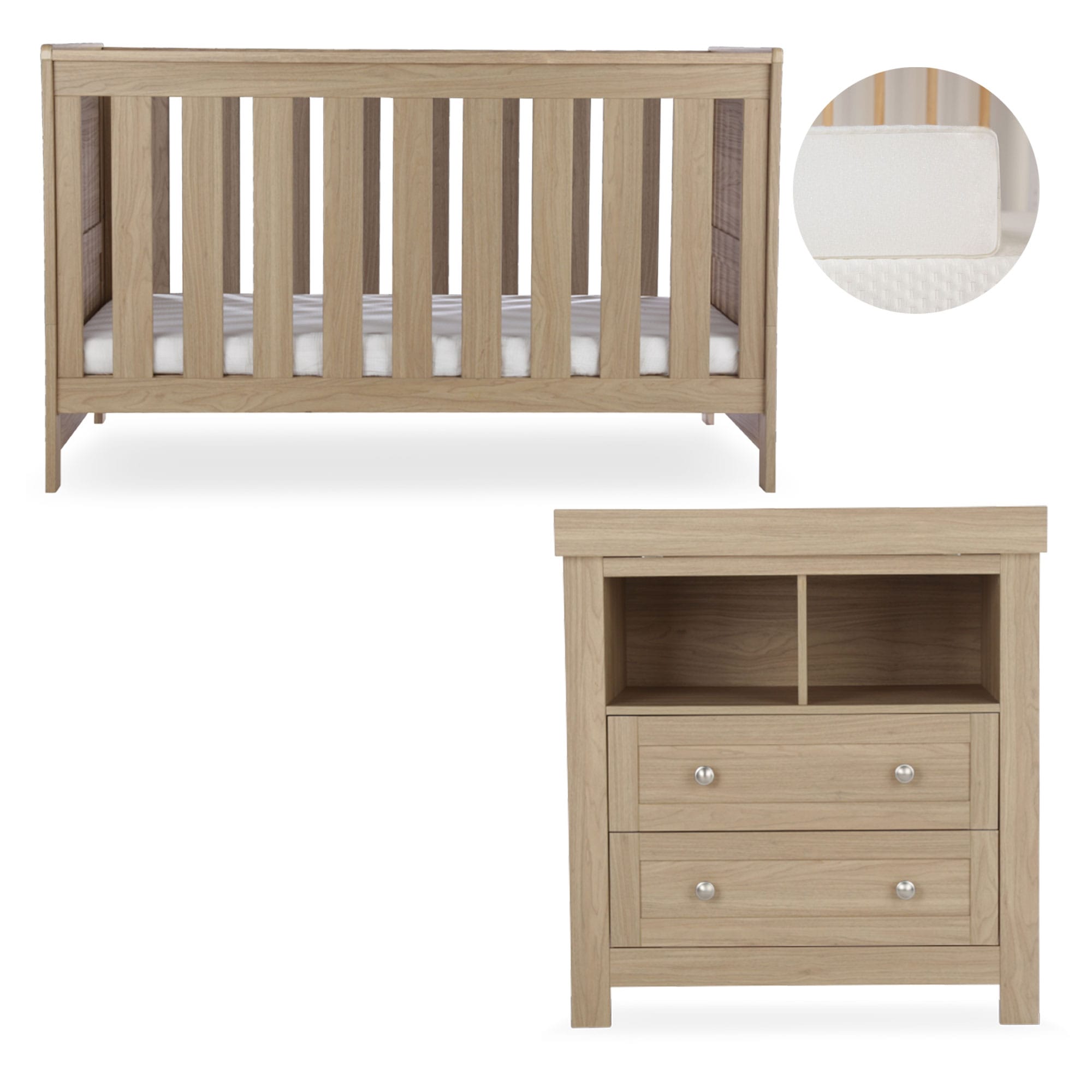 CuddleCo Burford 2 Piece Nursery Room Set in Oak Nursery Room Sets FRN/CUD/155708/FM 5060971155708