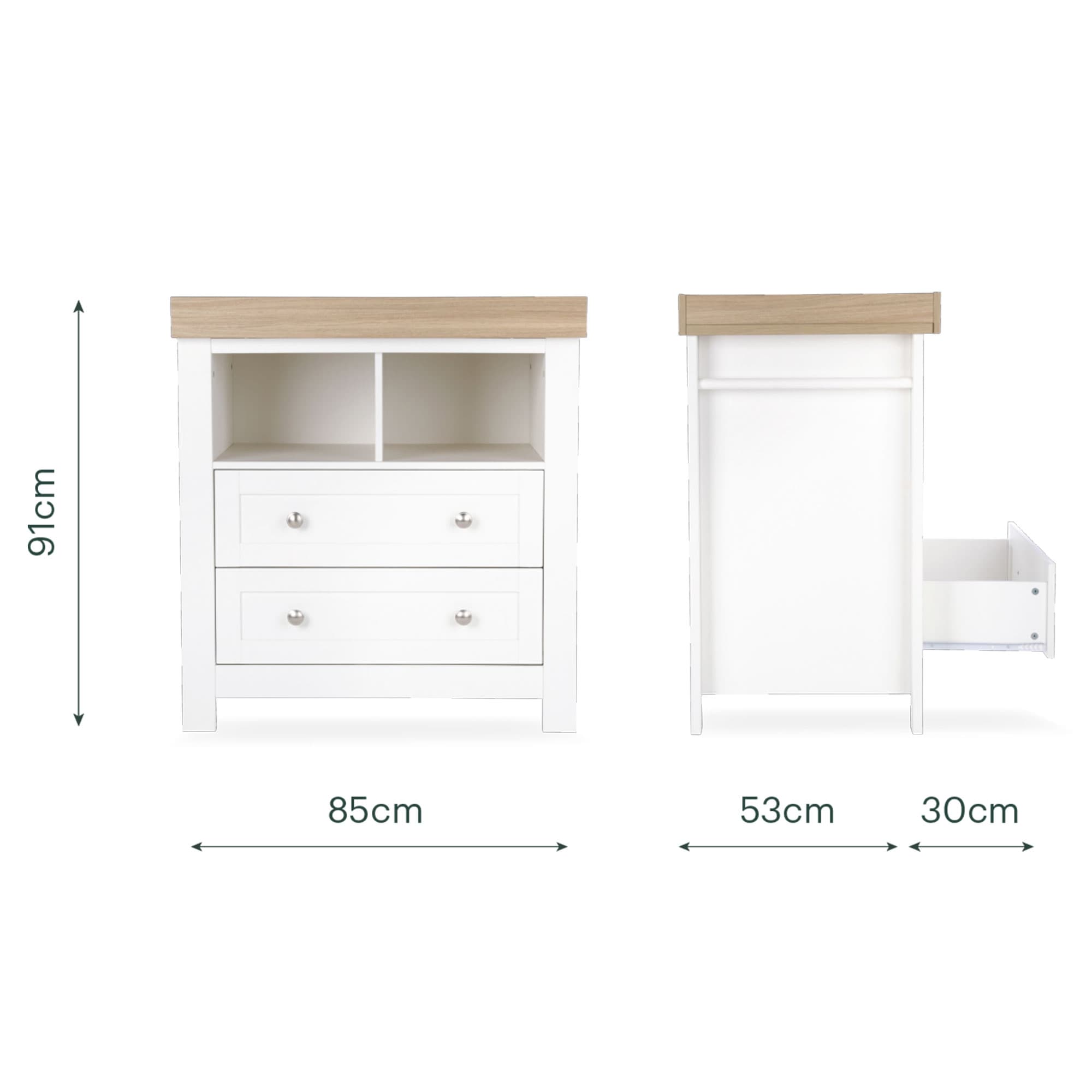 CuddleCo Burford 2 Piece Nursery Room Set in White/Oak Nursery Room Sets