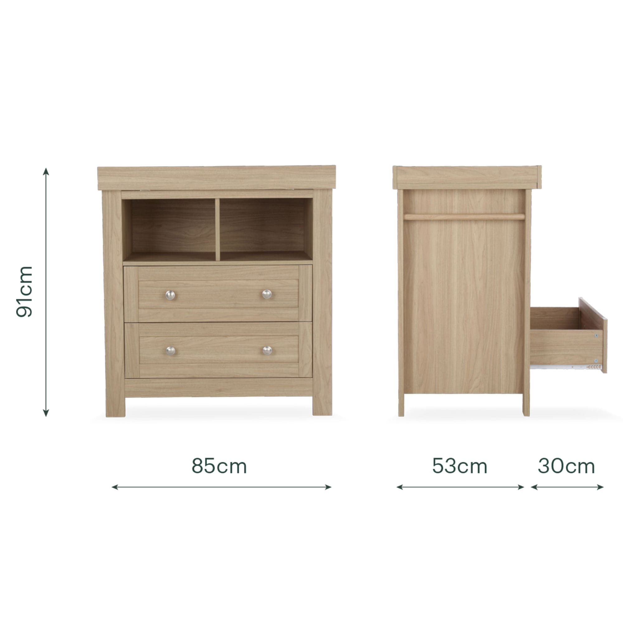 CuddleCo Burford 3 Piece Nursery Room Set in Oak Nursery Room Sets