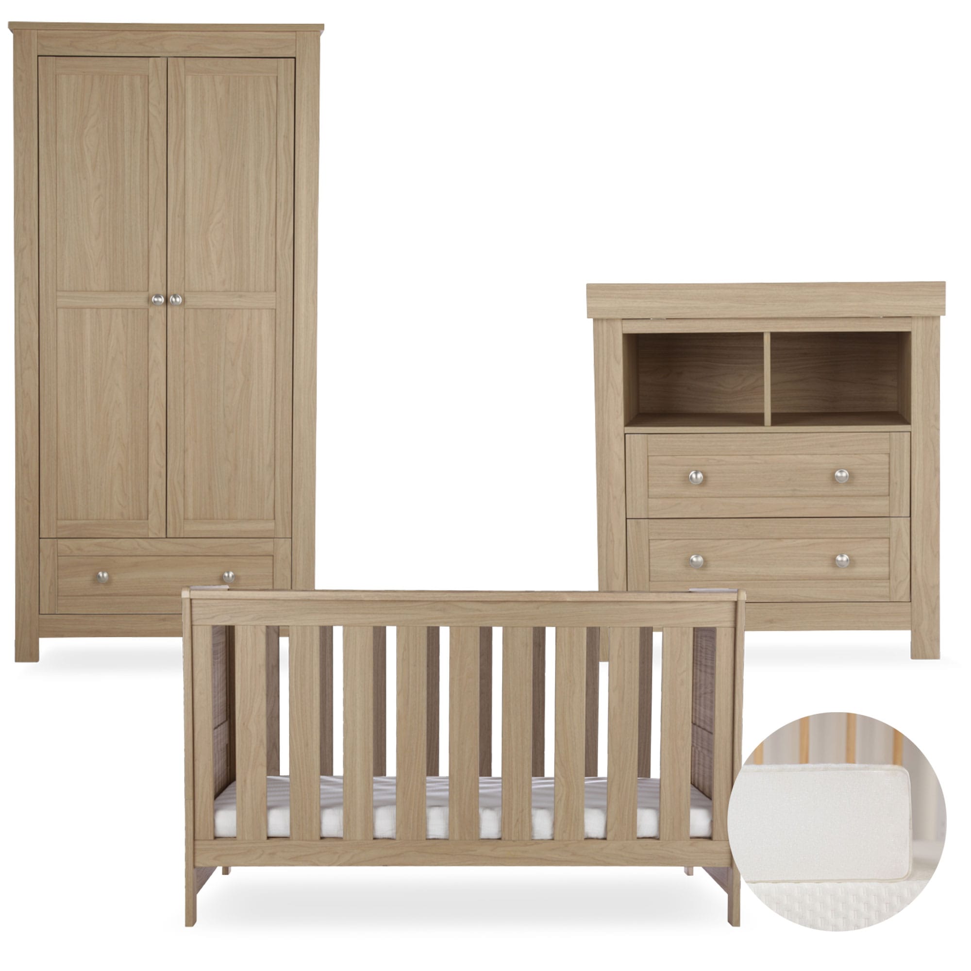 CuddleCo Burford 3 Piece Nursery Room Set in Oak Nursery Room Sets FRN/CUD/155692/FM 5060971155692