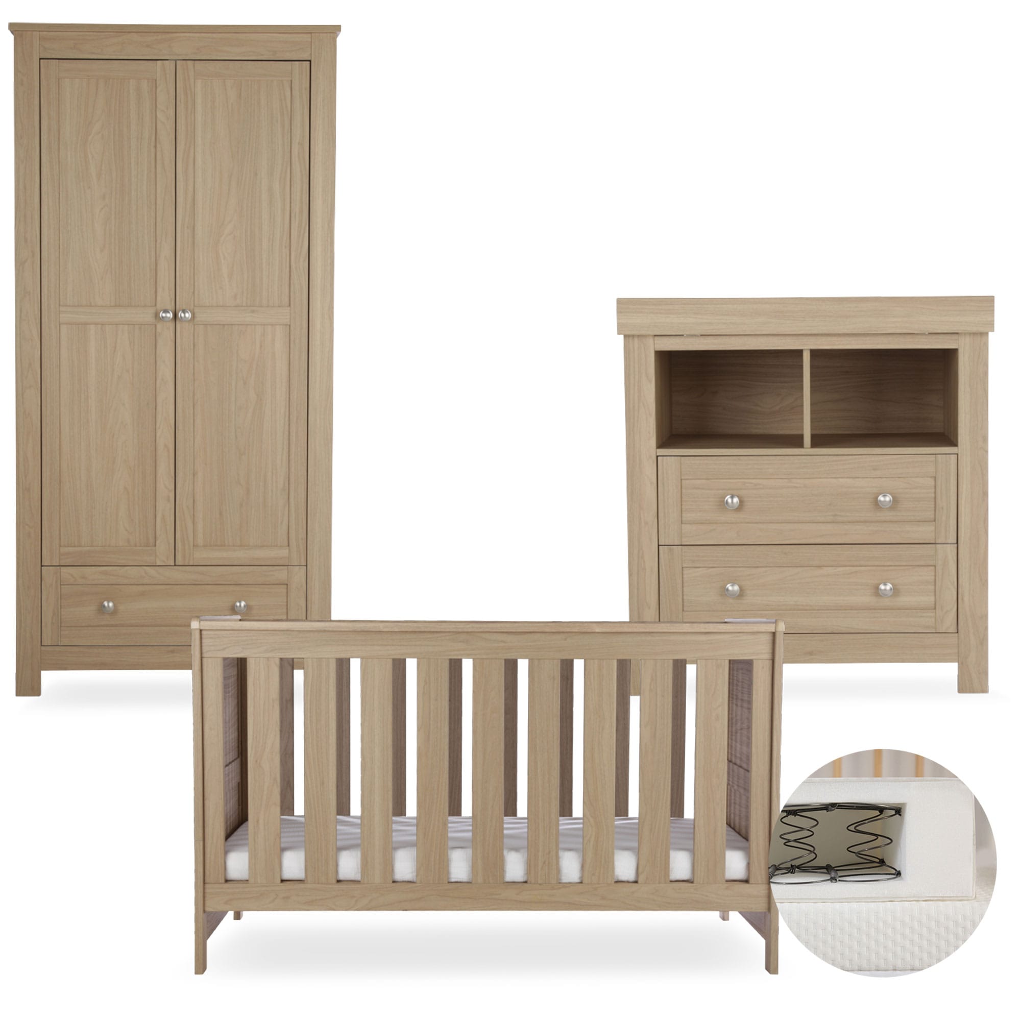 CuddleCo Burford 3 Piece Nursery Room Set in Oak Nursery Room Sets FRN/CUD/155692/SM 5060971155692