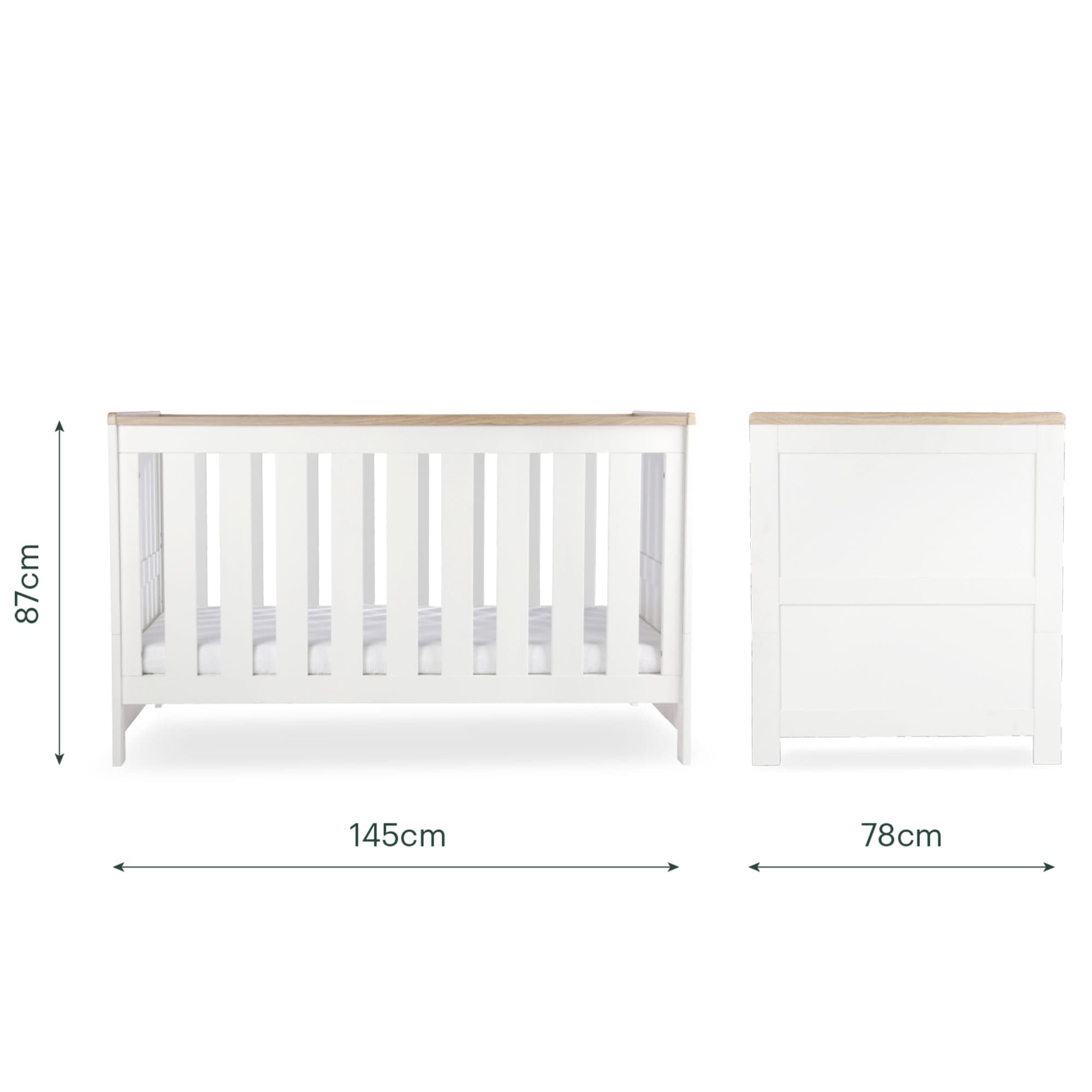 CuddleCo Burford 3 Piece Nursery Room Set in White/Oak Nursery Room Sets