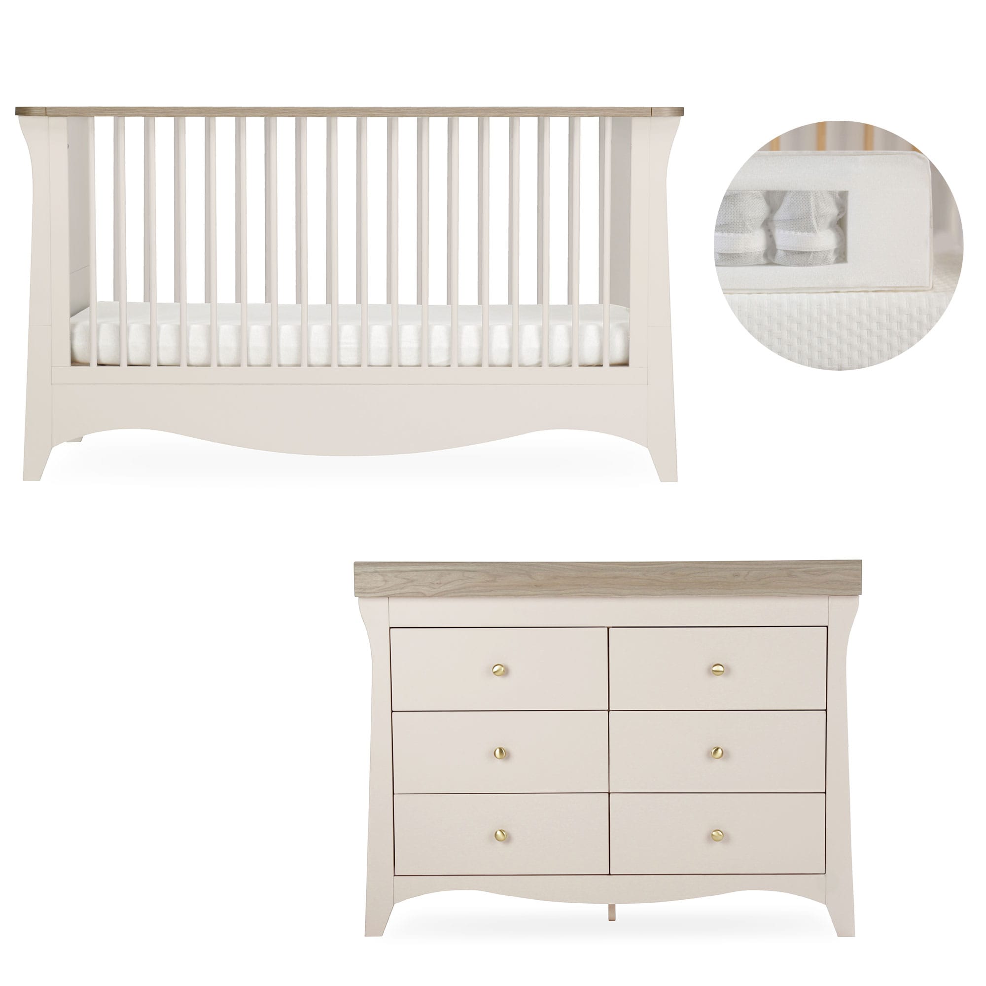 CuddleCo Clara 2 Piece Luxe Nursery Room Set in Cashmere/Ash Nursery Room Sets
