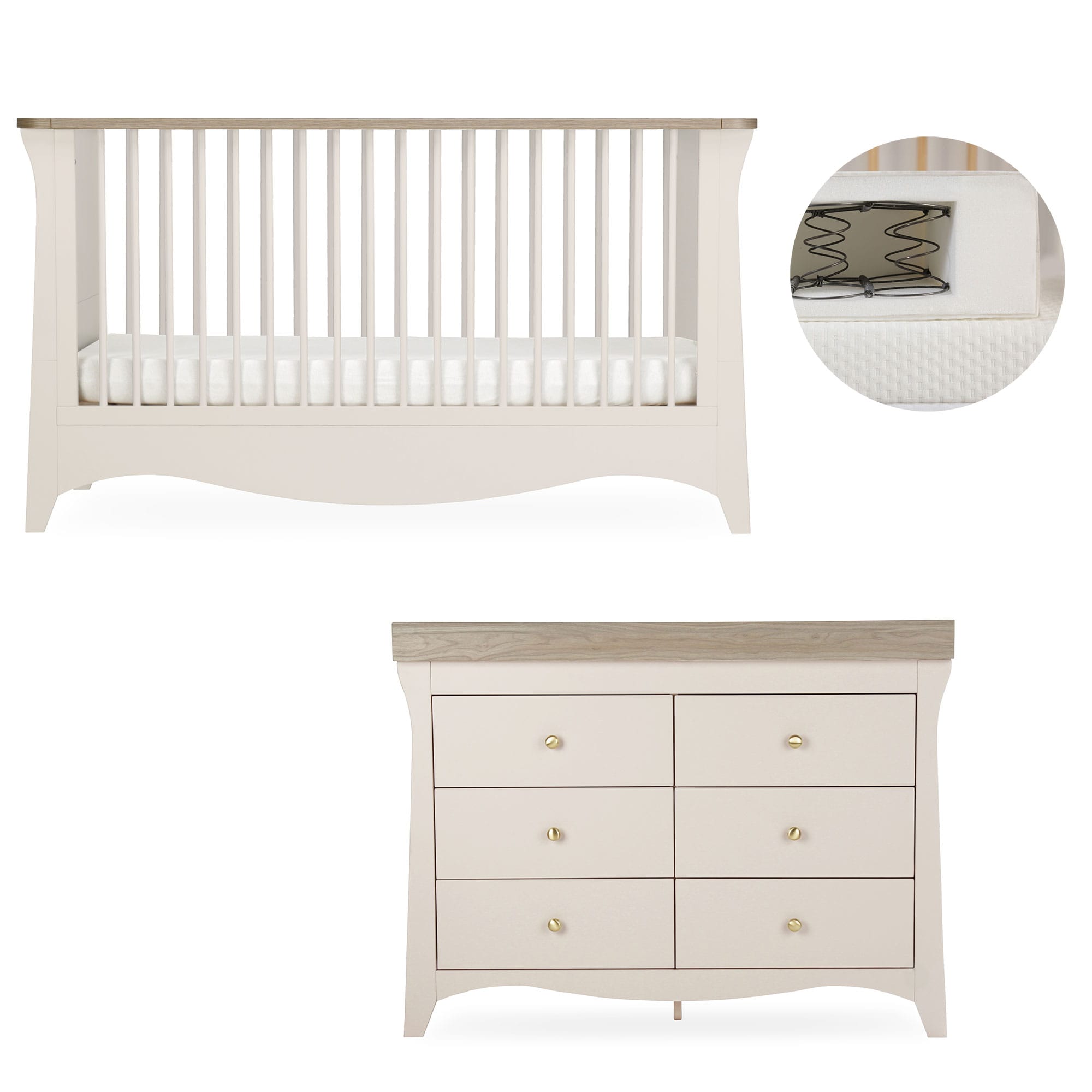 CuddleCo Clara 2 Piece Luxe Nursery Room Set in Cashmere/Ash Nursery Room Sets