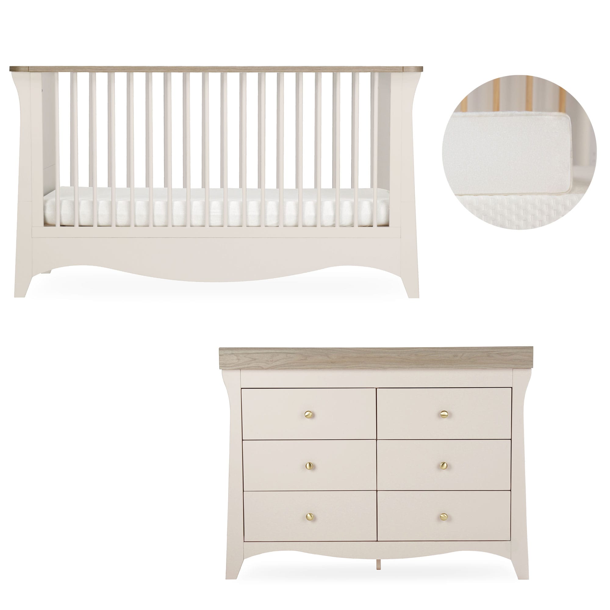 CuddleCo Clara 2 Piece Luxe Nursery Room Set in Cashmere/Ash Nursery Room Sets