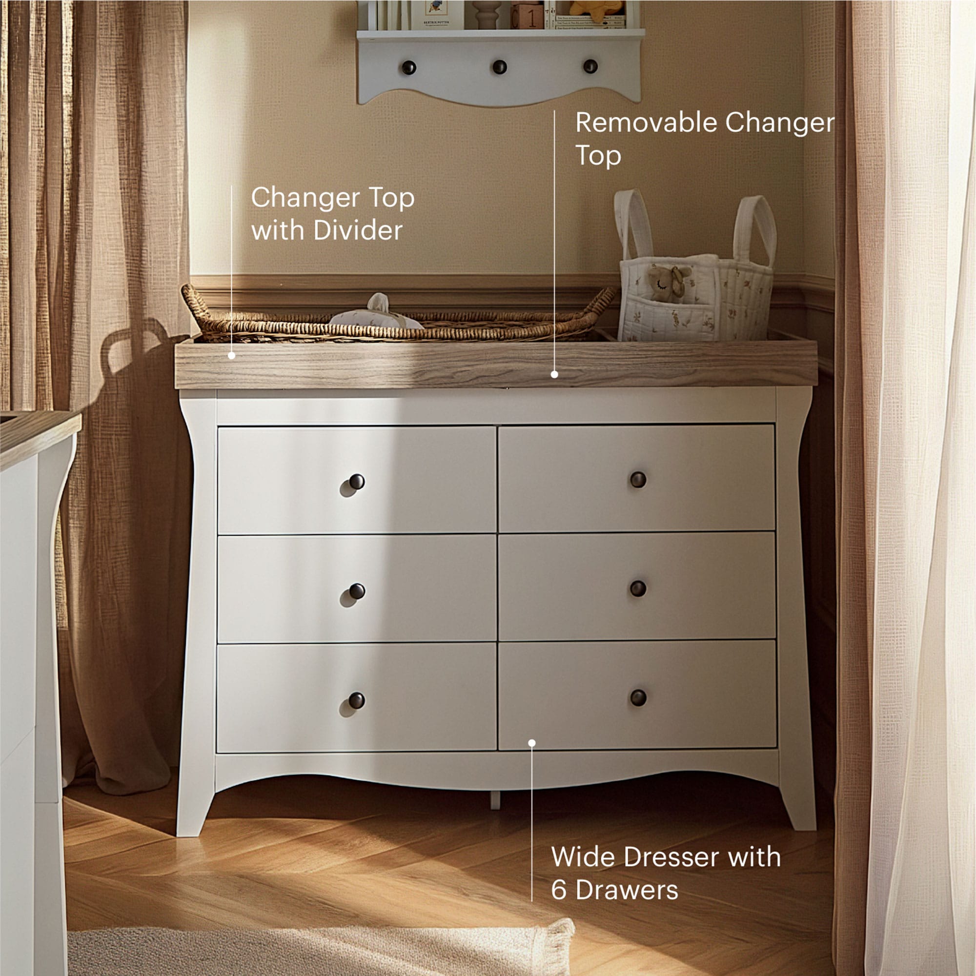 CuddleCo Clara 2 Piece Luxe Nursery Room Set in White/Ash Nursery Room Sets