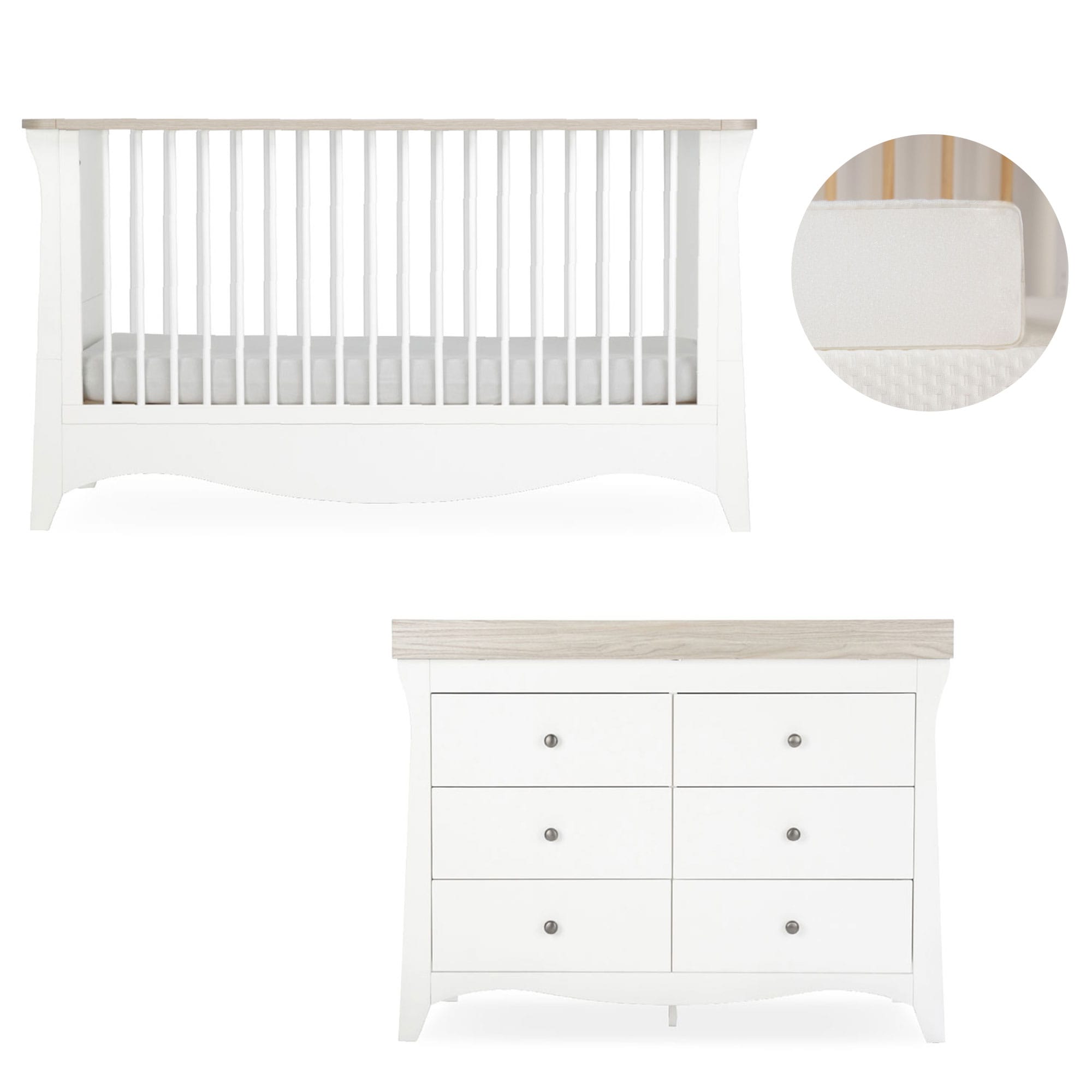 CuddleCo Clara 2 Piece Luxe Nursery Room Set in White/Ash Nursery Room Sets FRN/CUD/156101/FM 5060971156101