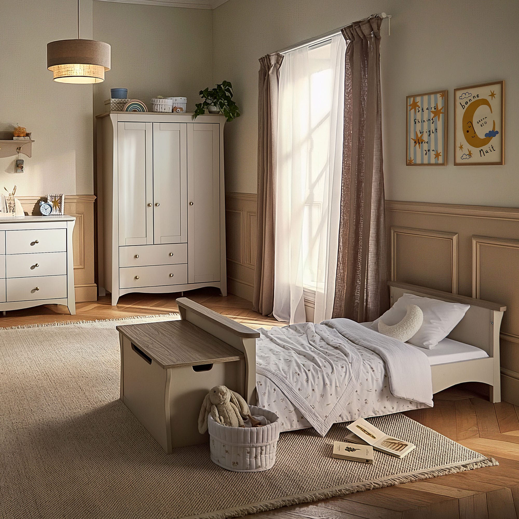 CuddleCo Clara 3 Piece Luxe Nursery Room Set in Cashmere/Ash Nursery Room Sets