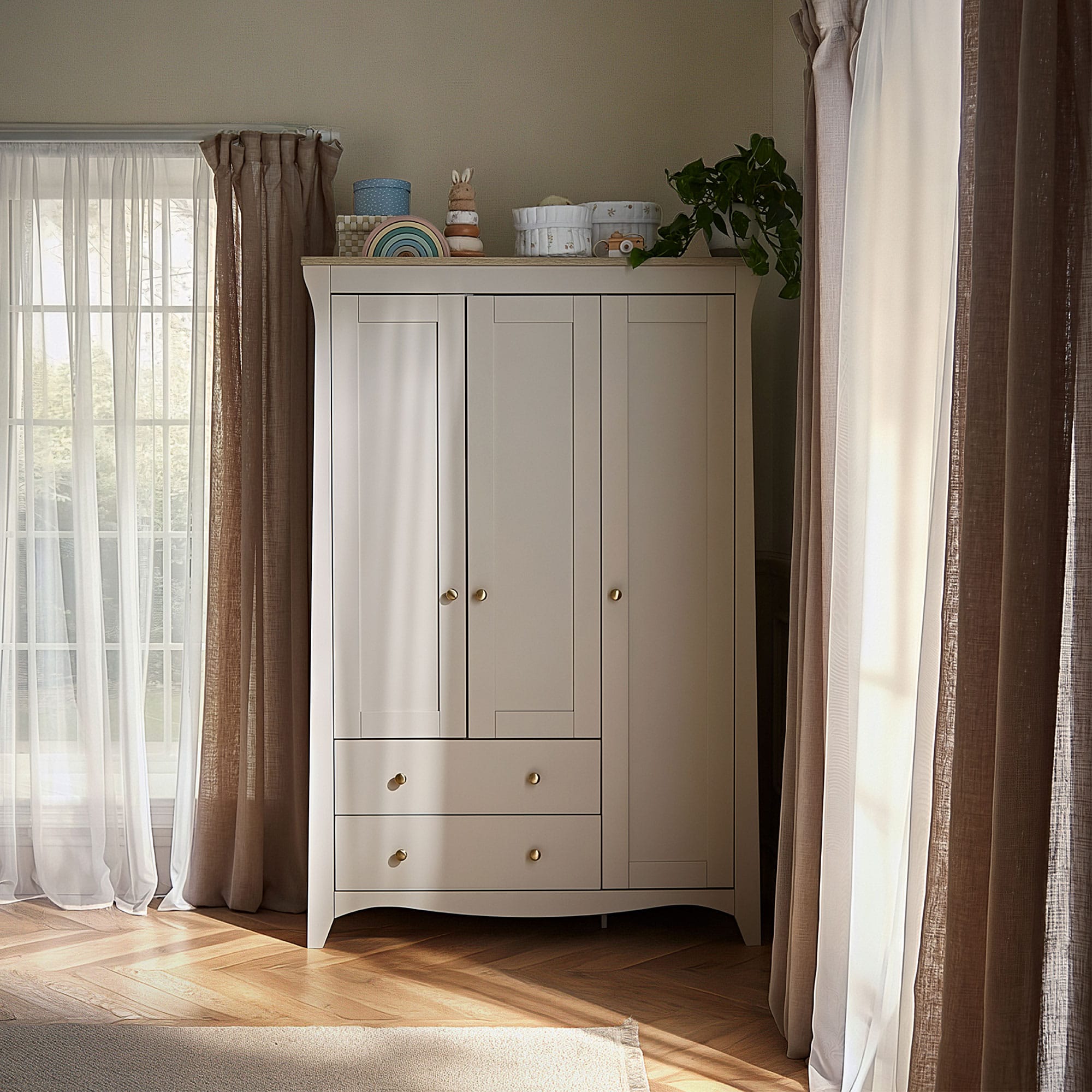 CuddleCo Clara 3 Piece Luxe Nursery Room Set in Cashmere/Ash Nursery Room Sets