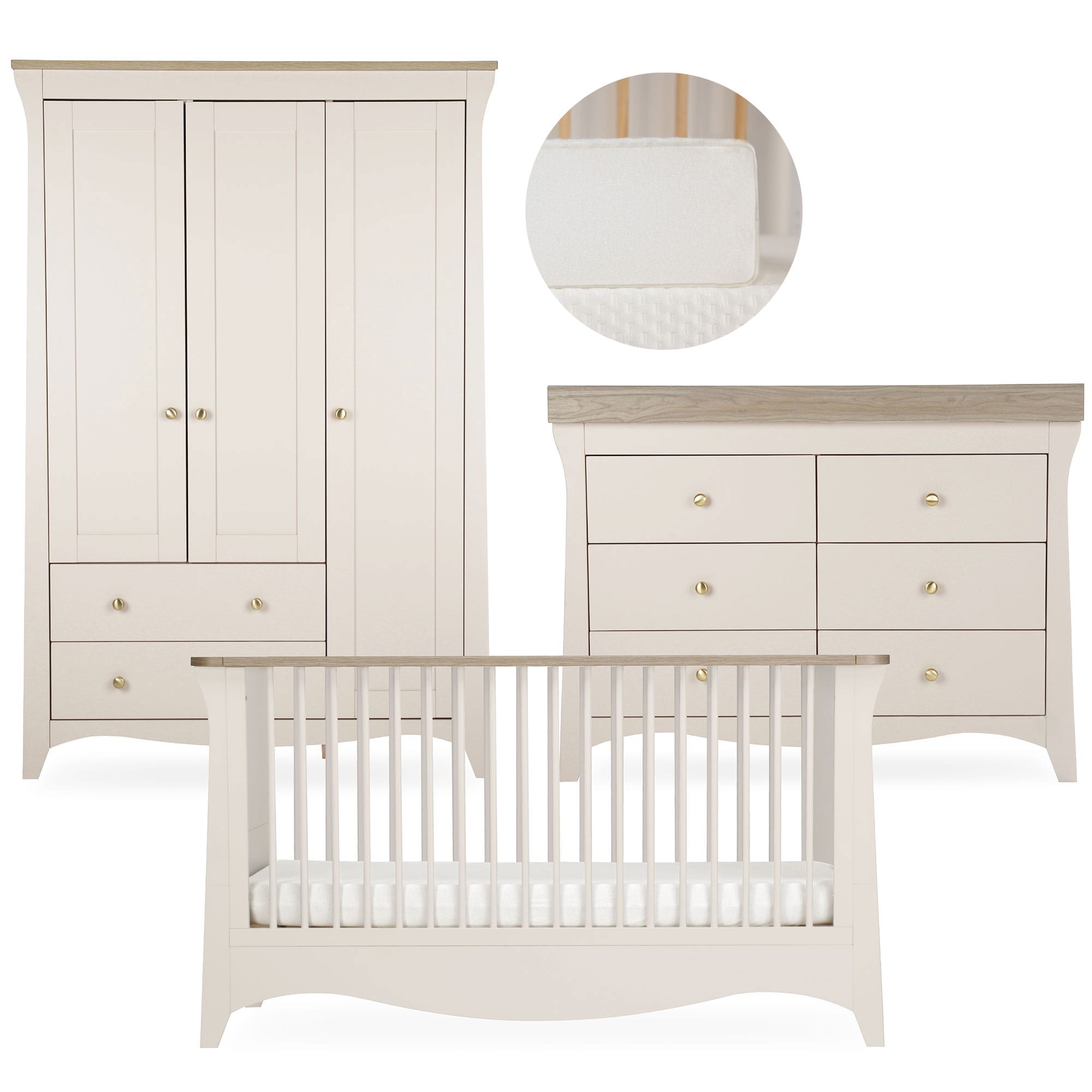 CuddleCo Clara 3 Piece Luxe Nursery Room Set in Cashmere/Ash Nursery Room Sets FRN/CUD/156071/FM 5060971156071
