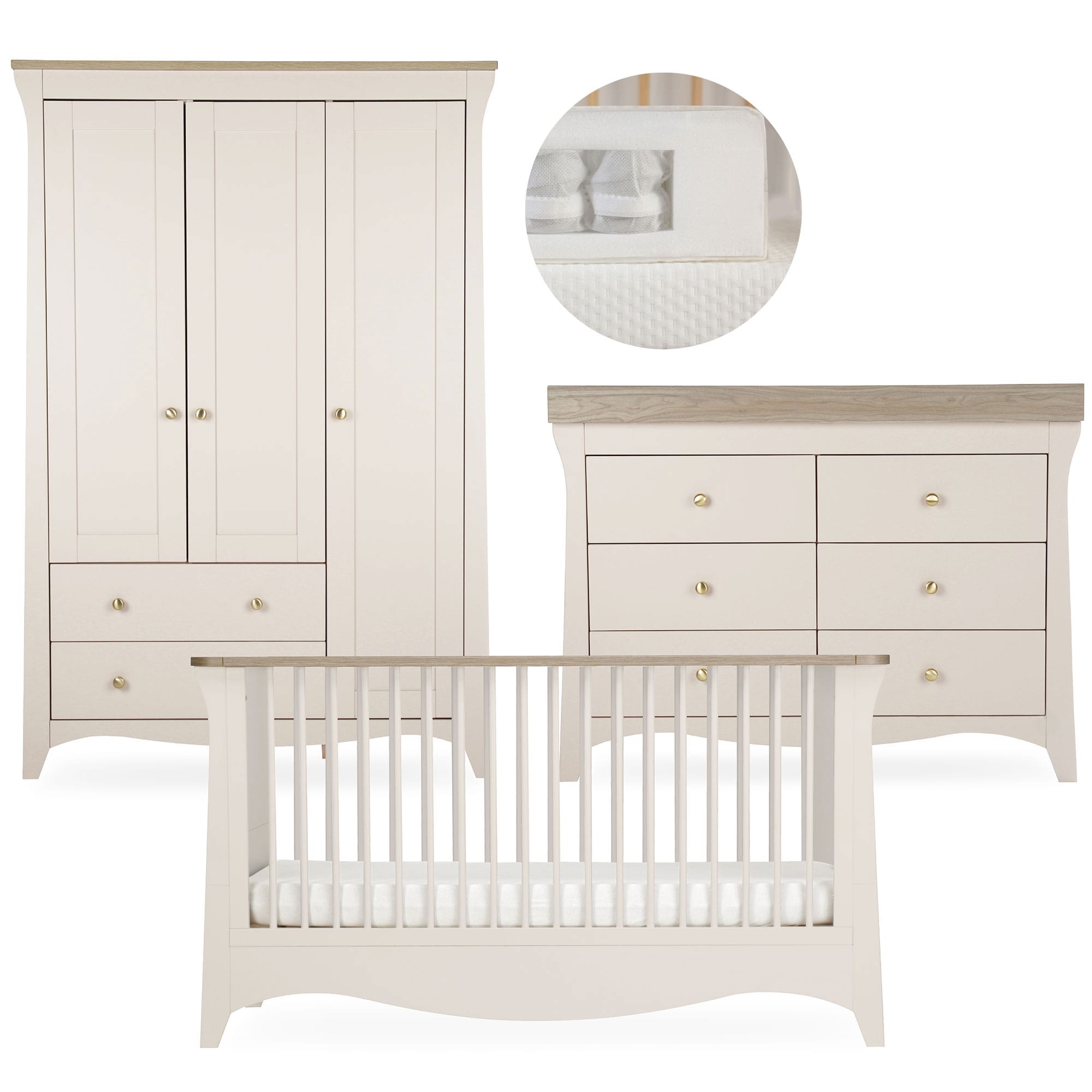 CuddleCo Clara 3 Piece Luxe Nursery Room Set in Cashmere/Ash Nursery Room Sets FRN/CUD/156071/PS 5060971156071