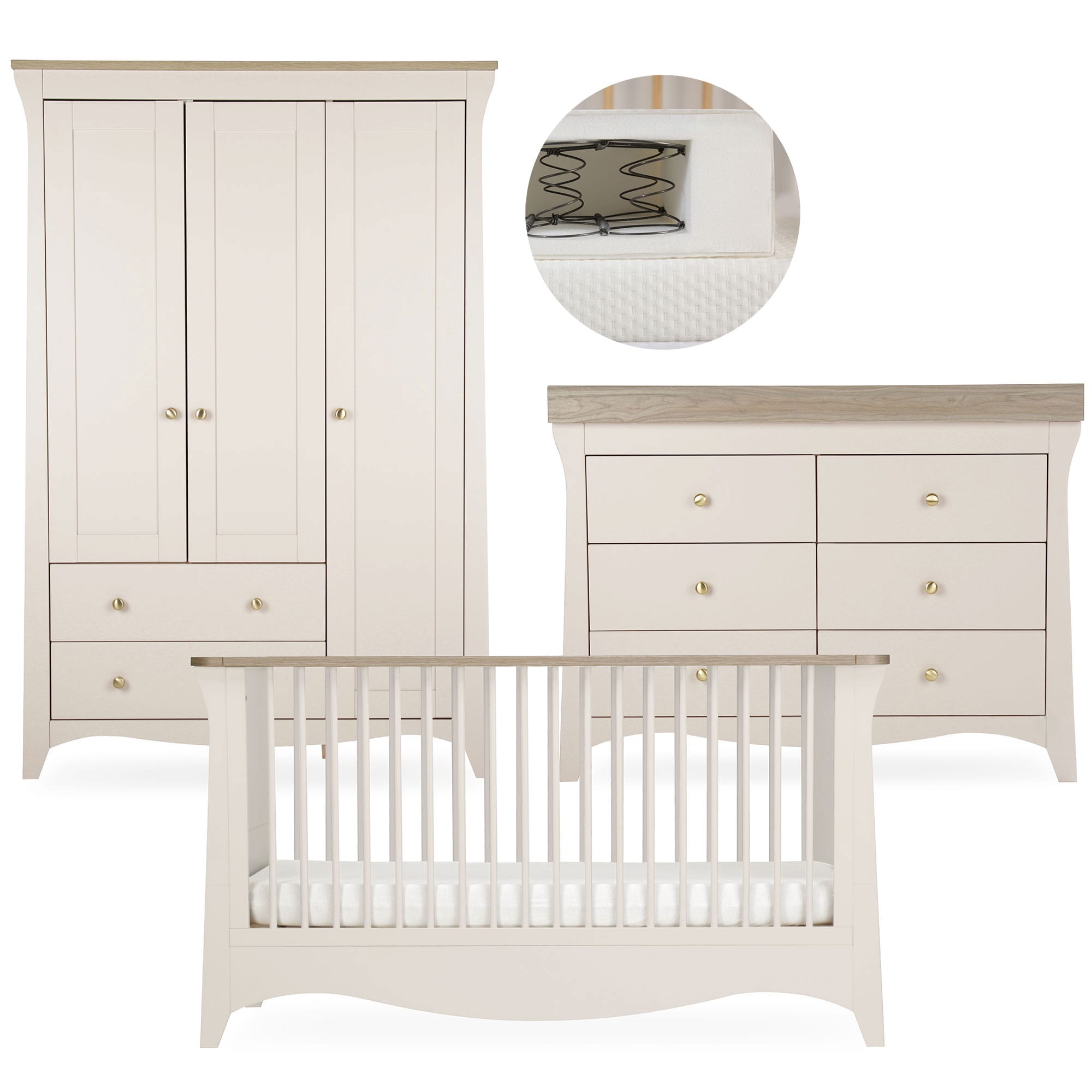 CuddleCo Clara 3 Piece Luxe Nursery Room Set in Cashmere/Ash Nursery Room Sets FRN/CUD/156071/SM 5060971156071