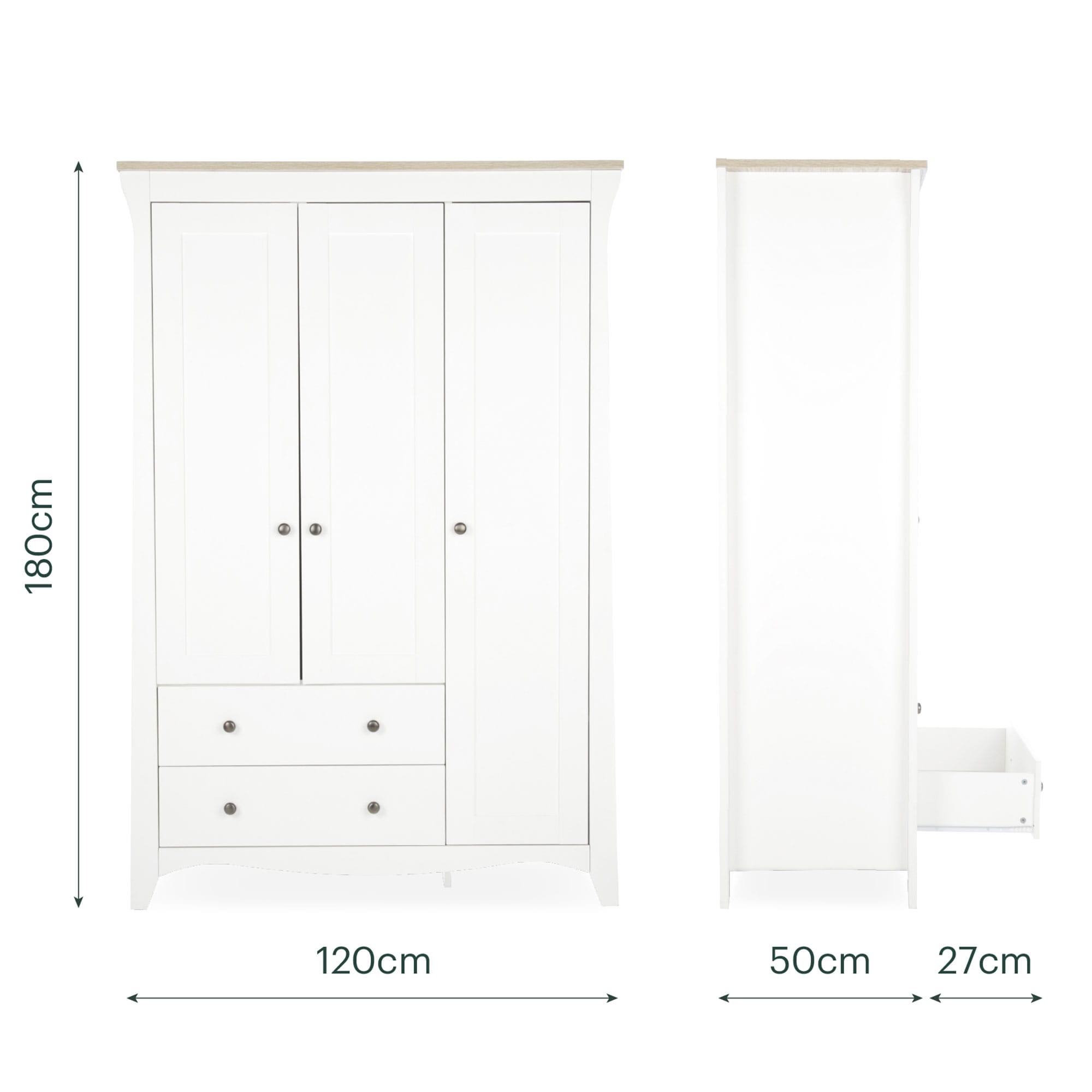 CuddleCo Clara 3 Piece Luxe Nursery Room Set in White/Ash Nursery Room Sets