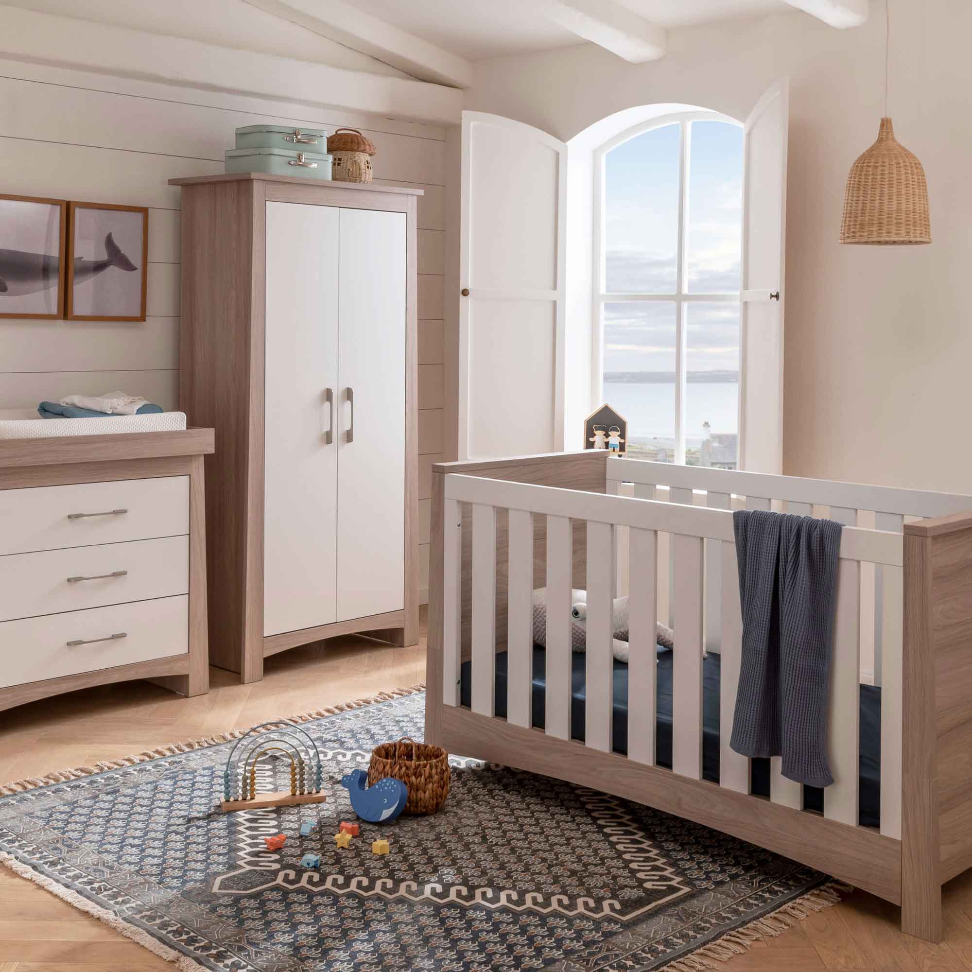 CuddleCo Lana 3 Piece Room Set in Ash/White Nursery Room Sets