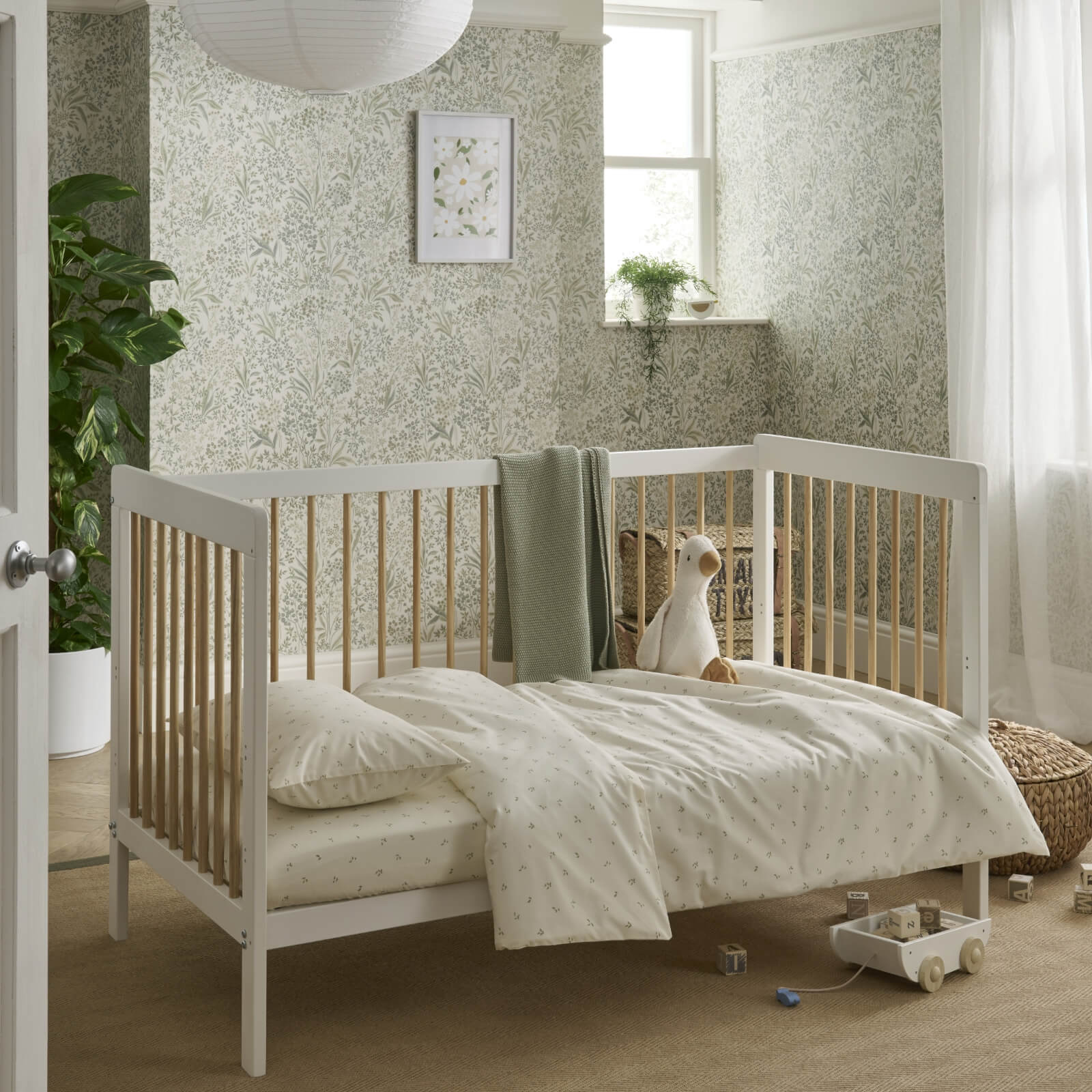 CuddleCo Nola 2 Piece Room Set in White & Natural Nursery Room Sets