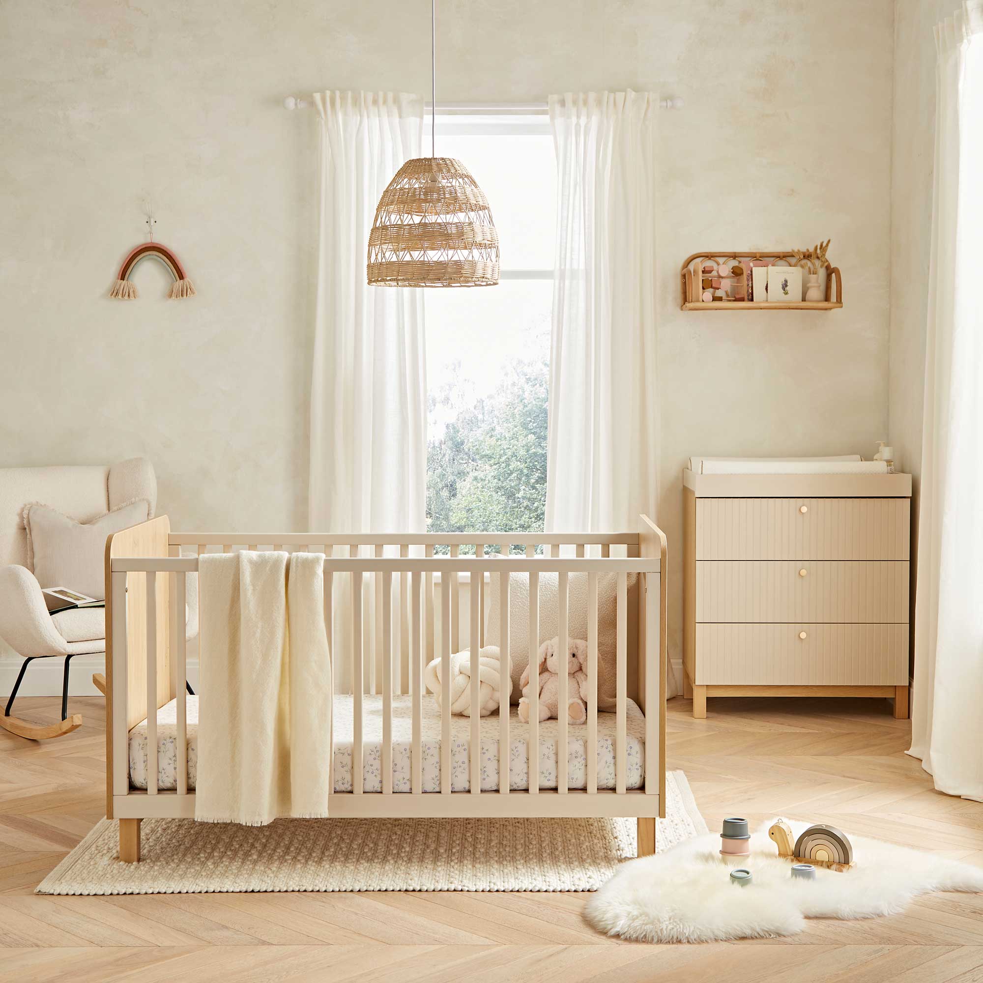 CuddleCo Remi 2 Piece Set in Oak/Cashmere Nursery Room Sets