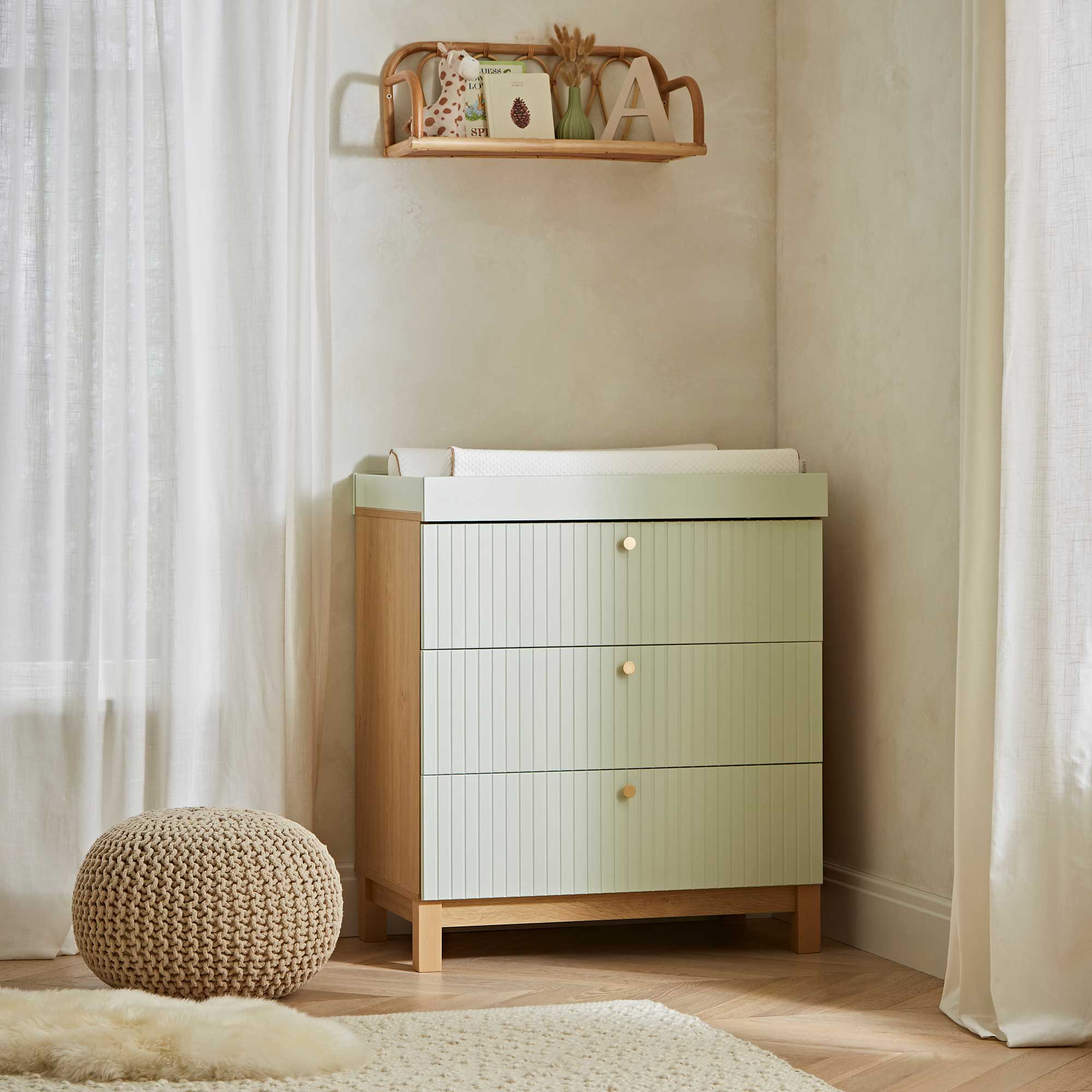 CuddleCo Remi 2 Piece Set in Oak/Green Nursery Room Sets