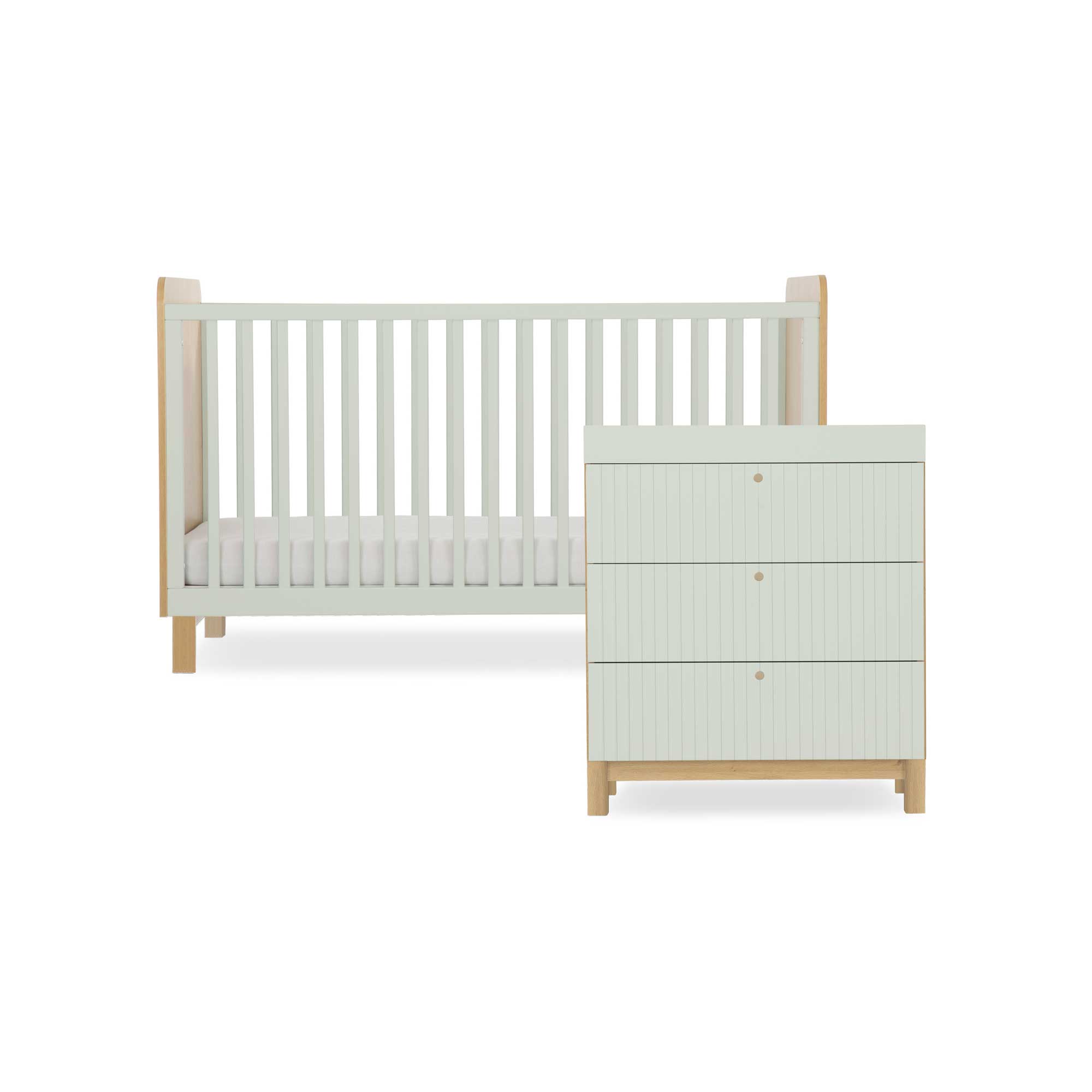 CuddleCo Remi 2 Piece Set in Oak/Green Nursery Room Sets