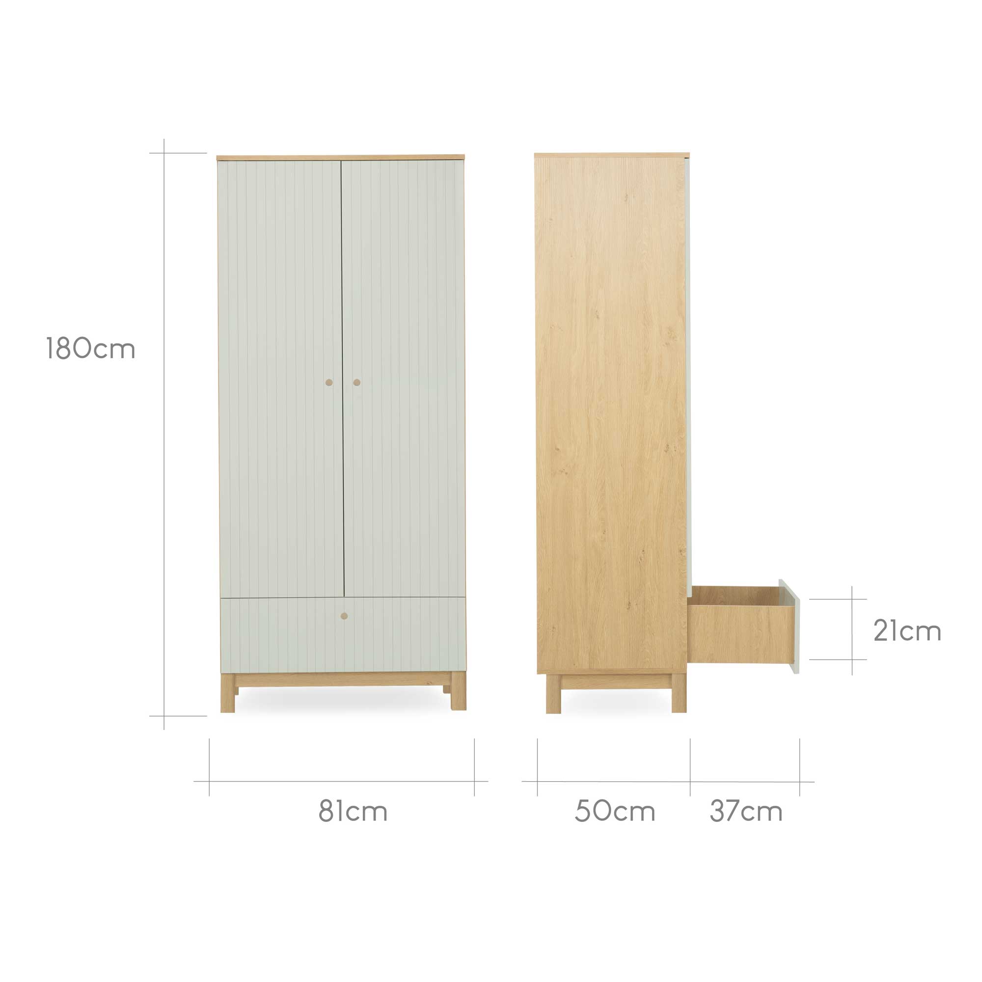 CuddleCo Remi 3 Piece Set in Oak/Green Nursery Room Sets