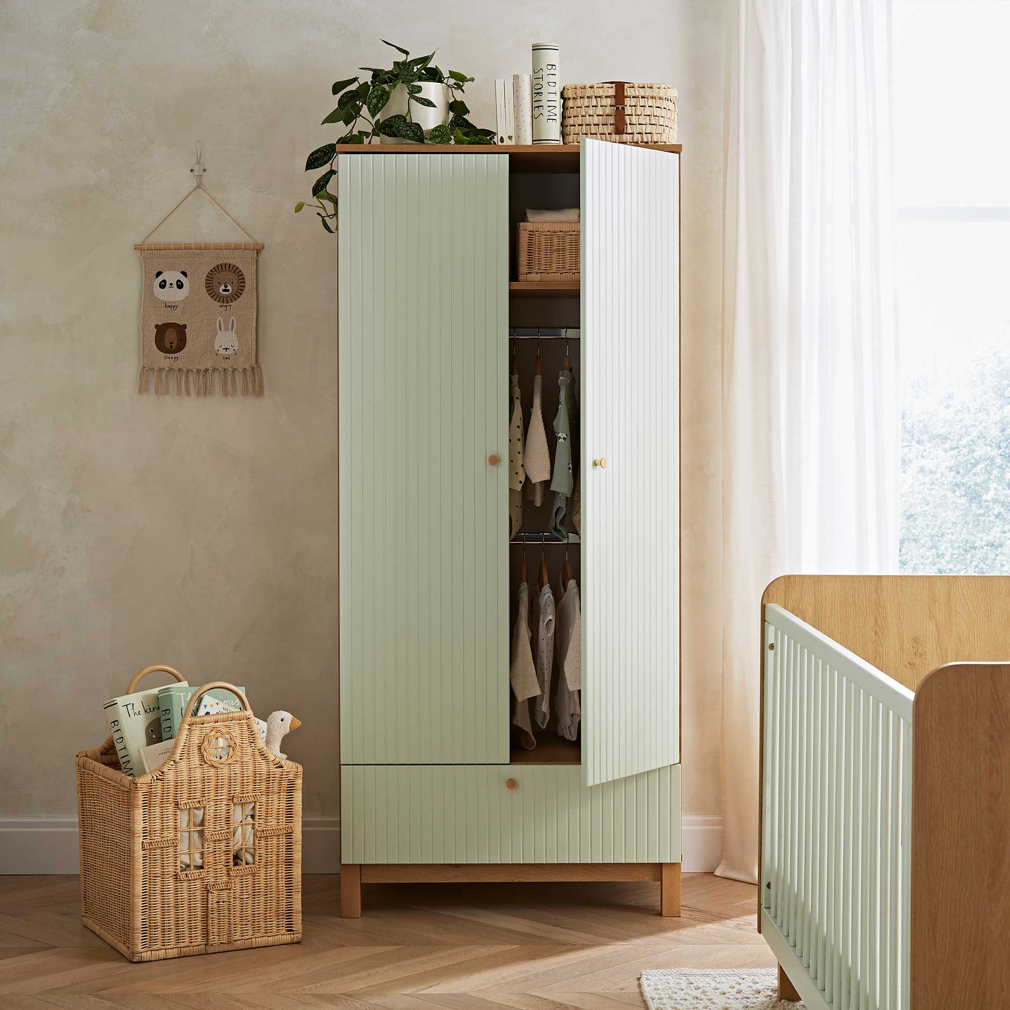 CuddleCo Remi 3 Piece Set in Oak/Green Nursery Room Sets